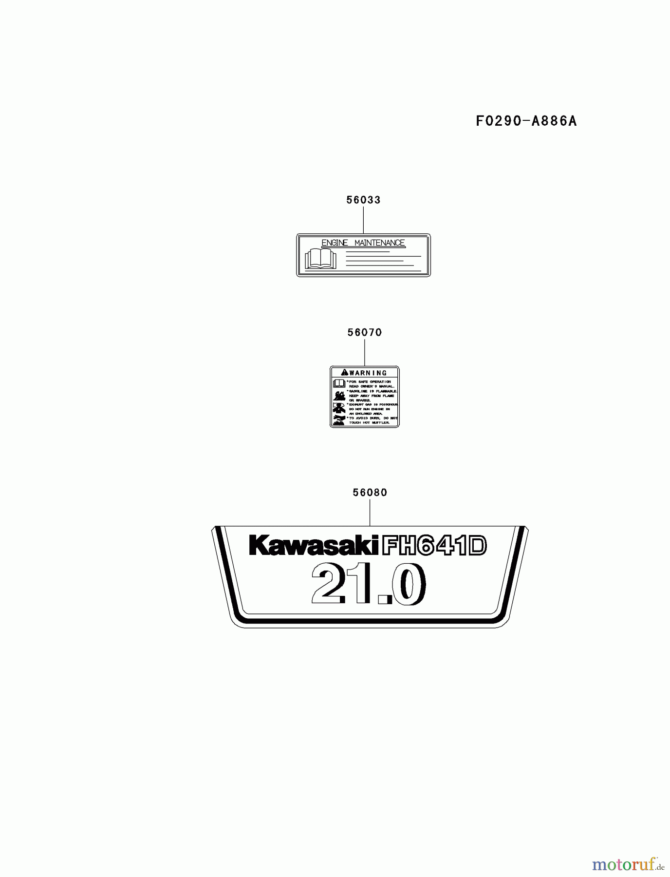  Kawasaki Motoren Motoren, Horizontal FH641D-AS01 - Kawasaki FH641D 4-Stroke Engine LABEL