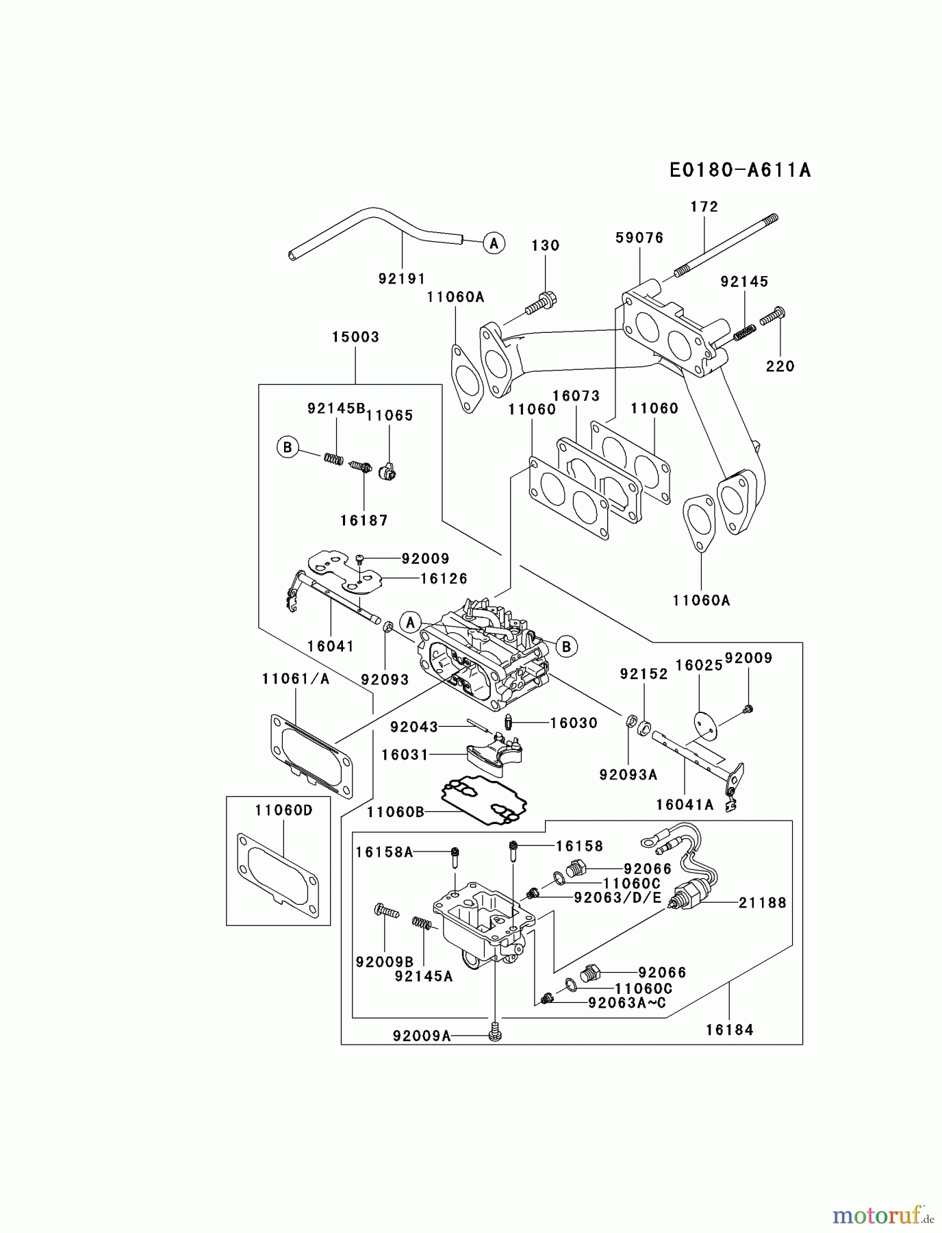  Kawasaki Motoren Motoren, Horizontal FH721D-AS08 - Kawasaki FH721D 4-Stroke Engine CARBURETOR