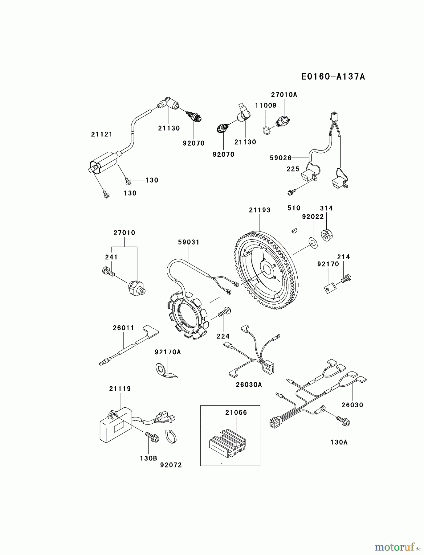  Kawasaki Motoren Motoren, Horizontal FD501D-AS00 - Kawasaki FD501D 4-Stroke Engine ELECTRIC-EQUIPMENT