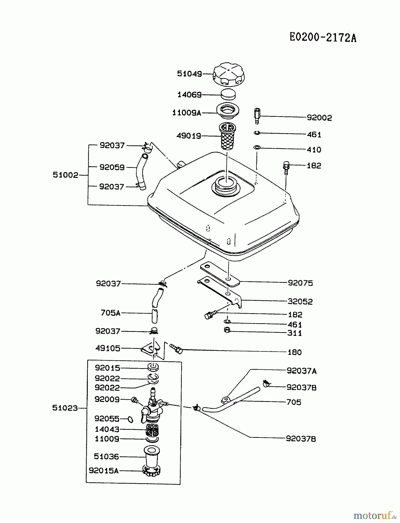  Kawasaki Motoren Motoren, Horizontal FZ340D-GS00 - Kawasaki FZ340D 4-Stroke Engine FUEL-TANK/FUEL-VALVE