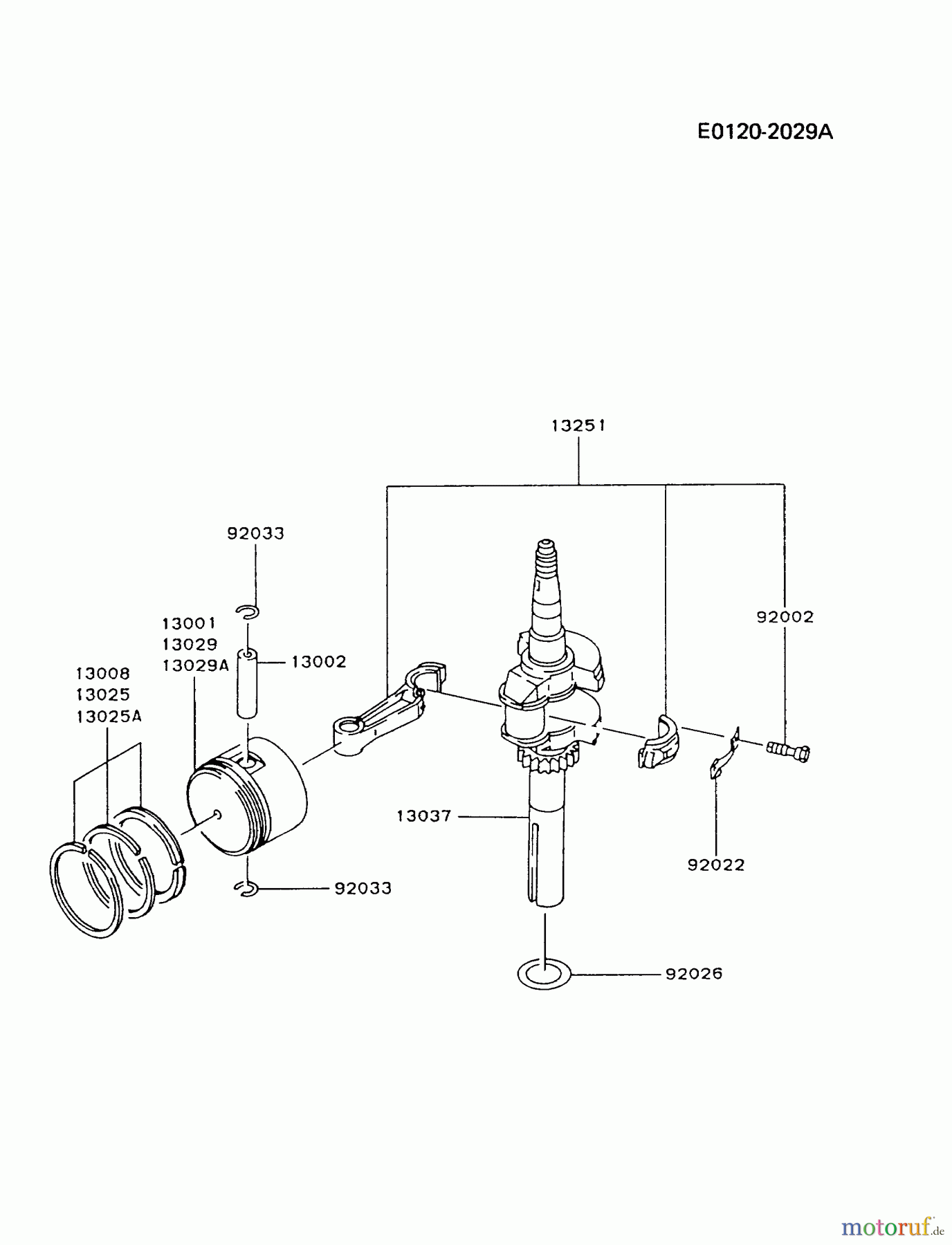  Kawasaki Motoren Motoren Vertikal FA210V - AS02 bis FH641V - DS24 FA210V-AS02 - Kawasaki FA210V 4-Stroke Engine PISTON/CRANKSHAFT