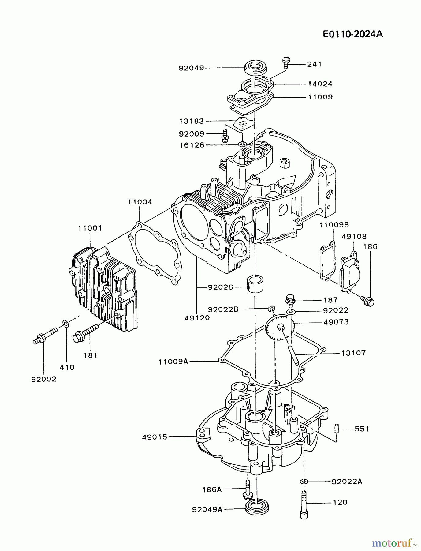  Kawasaki Motoren Motoren Vertikal FA210V - AS02 bis FH641V - DS24 FA210V-AS03 - Kawasaki FA210V 4-Stroke Engine CYLINDER/CRANKCASE