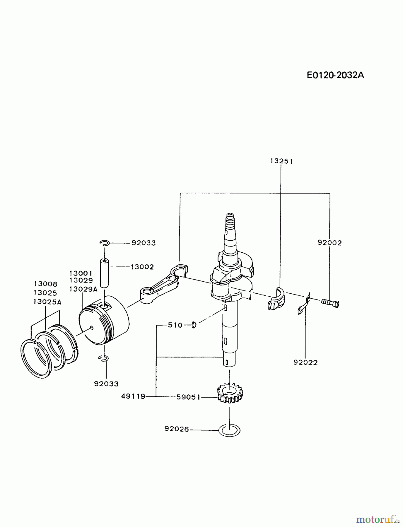  Kawasaki Motoren Motoren Vertikal FA210V - AS02 bis FH641V - DS24 FA210V-AS03 - Kawasaki FA210V 4-Stroke Engine PISTON/CRANKSHAFT