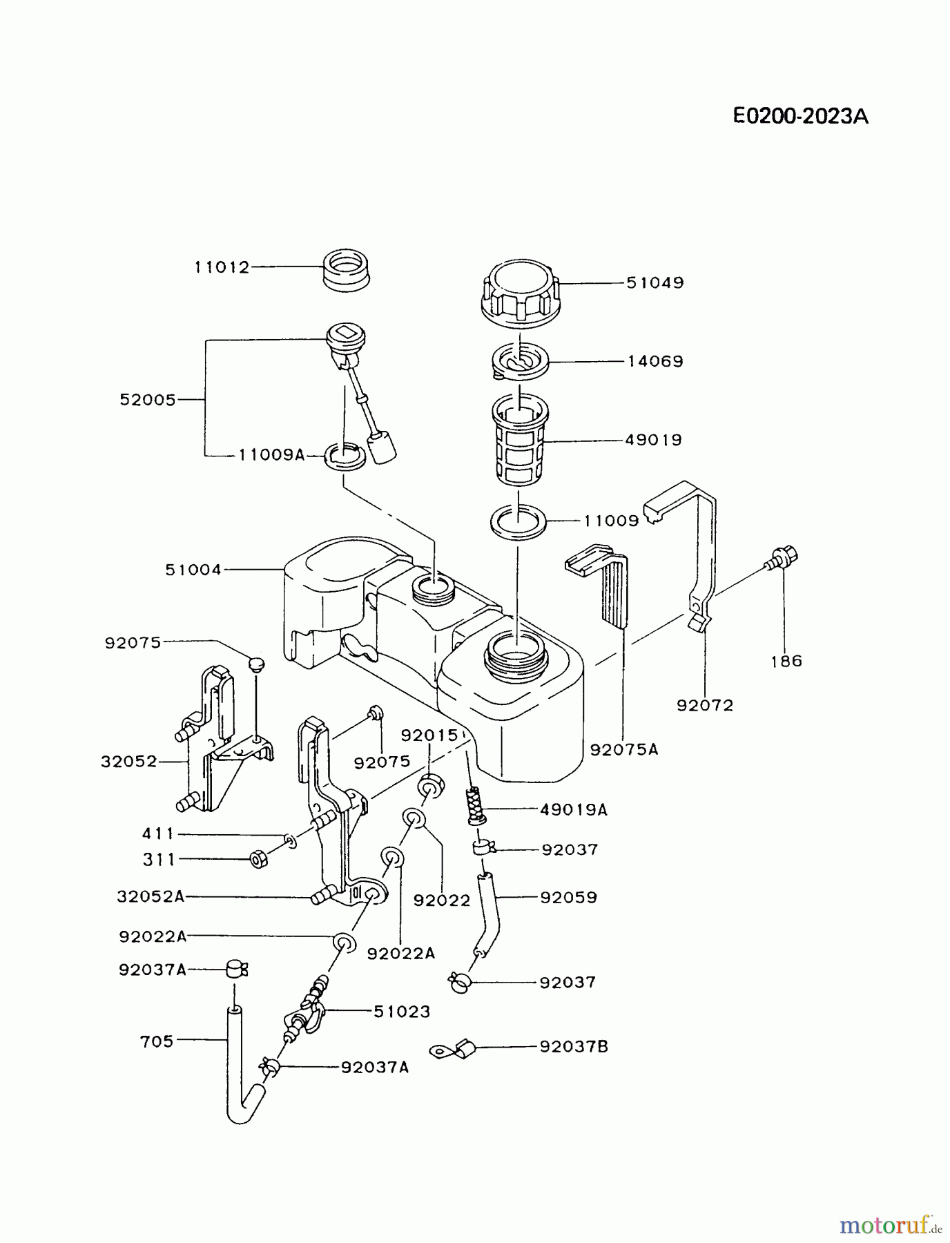  Kawasaki Motoren Motoren Vertikal FA210V - AS02 bis FH641V - DS24 FA210V-AS03 - Kawasaki FA210V 4-Stroke Engine FUEL-TANK/FUEL-VALVE