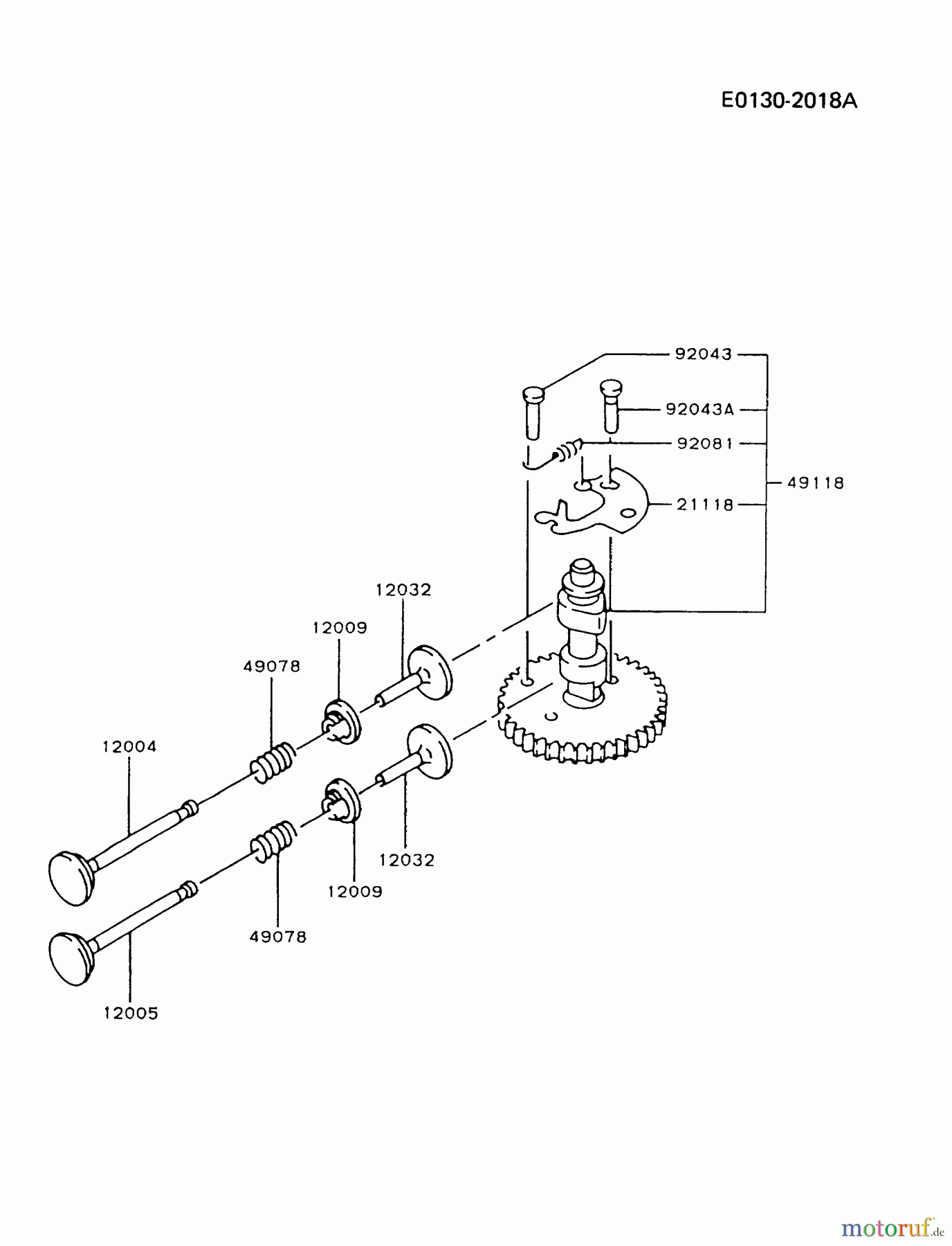  Kawasaki Motoren Motoren Vertikal FA210V - AS02 bis FH641V - DS24 FA210V-AS03 - Kawasaki FA210V 4-Stroke Engine VALVE/CAMSHAFT