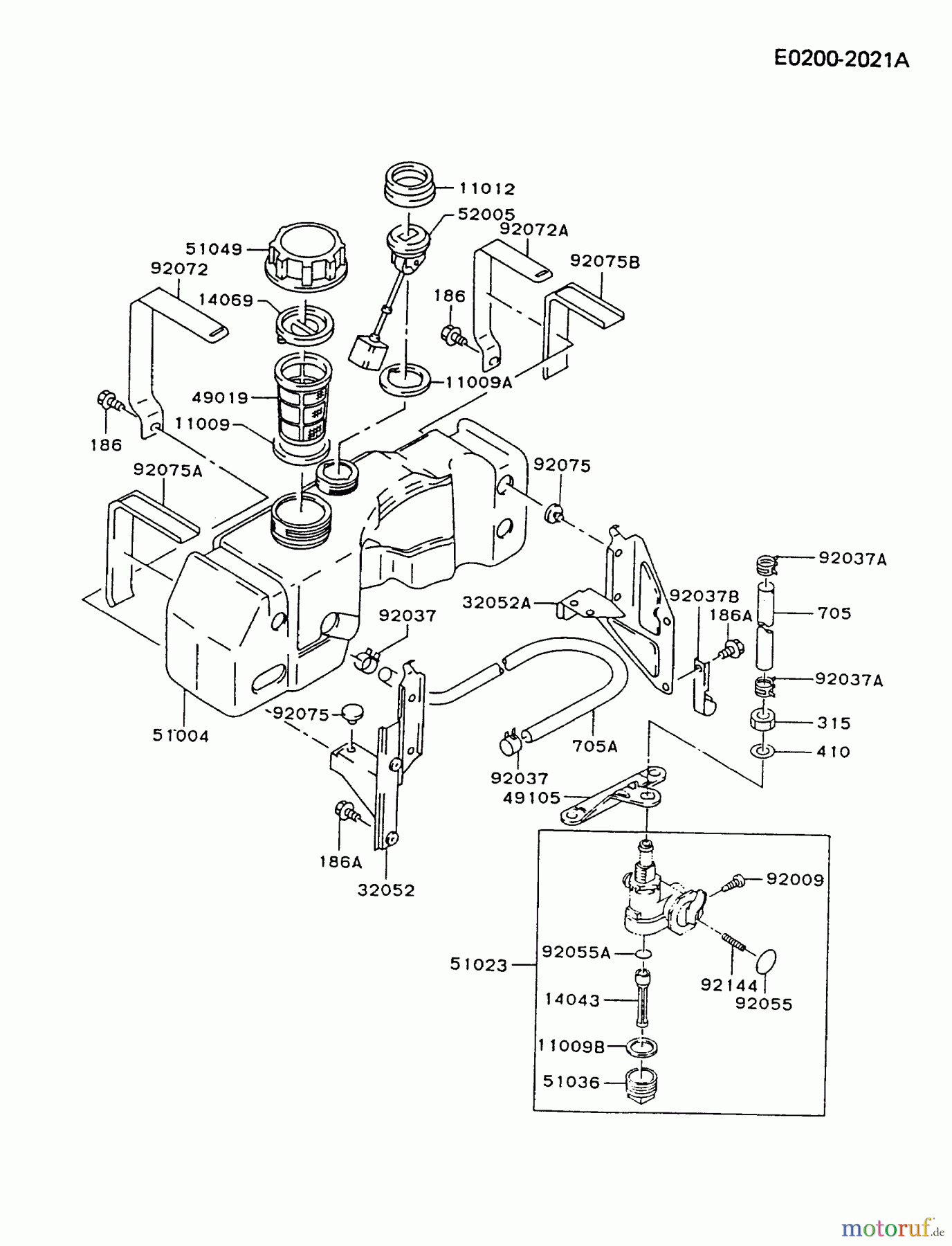  Kawasaki Motoren Motoren Vertikal FA210V - AS02 bis FH641V - DS24 FB460V-AS27 - Kawasaki FB460V 4-Stroke Engine FUEL-TANK/FUEL-VALVE