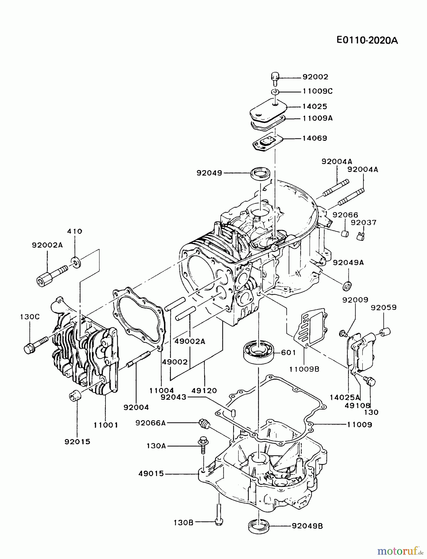  Kawasaki Motoren Motoren Vertikal FA210V - AS02 bis FH641V - DS24 FB460V-BS18 - Kawasaki FB460V 4-Stroke Engine CYLINDER/CRANKCASE