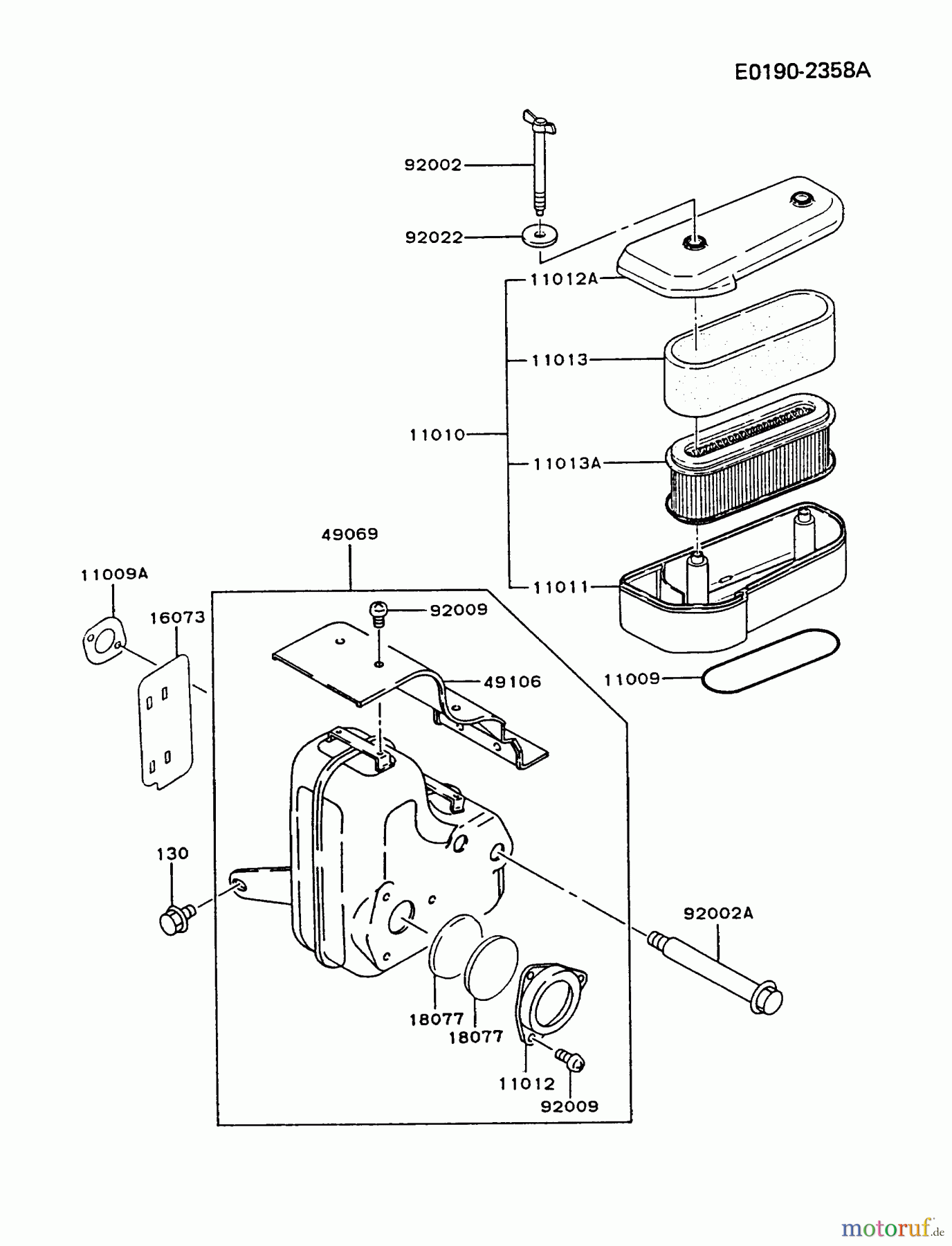  Kawasaki Motoren Motoren Vertikal FA210V - AS02 bis FH641V - DS24 FB460V-BS19 - Kawasaki FB460V 4-Stroke Engine AIR-FILTER/MUFFLER