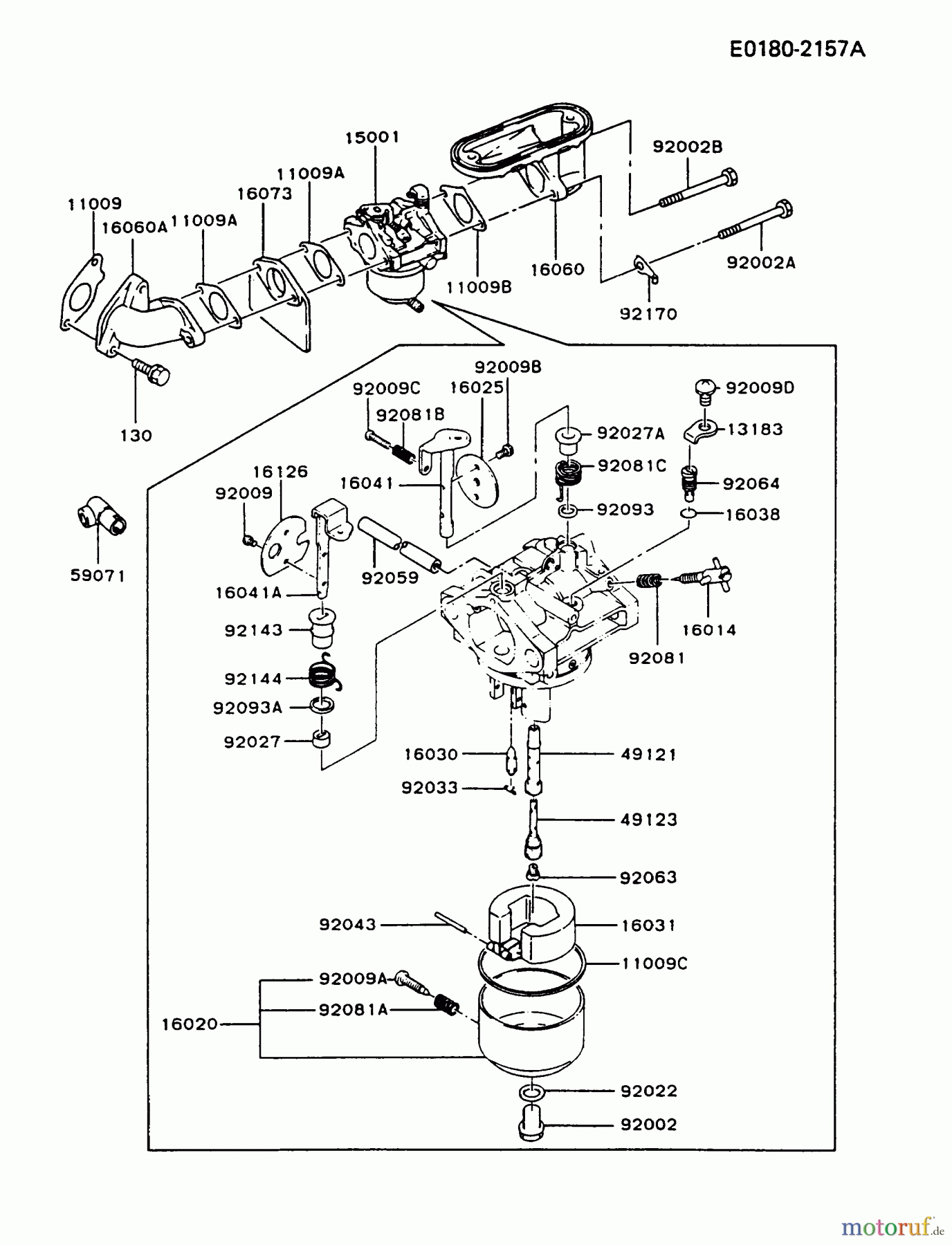  Kawasaki Motoren Motoren Vertikal FA210V - AS02 bis FH641V - DS24 FB460V-BS22 - Kawasaki FB460V 4-Stroke Engine CARBURETOR #1