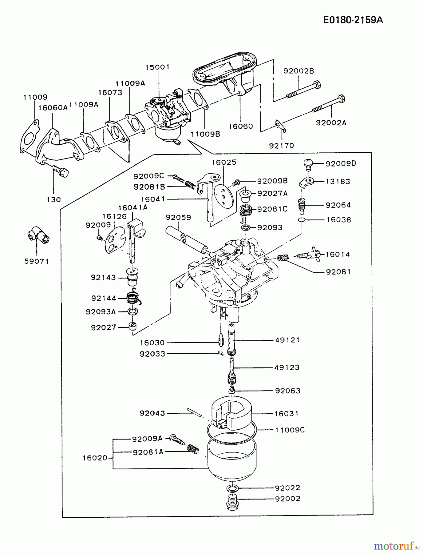  Kawasaki Motoren Motoren Vertikal FA210V - AS02 bis FH641V - DS24 FB460V-BS23 - Kawasaki FB460V 4-Stroke Engine CARBURETOR #1