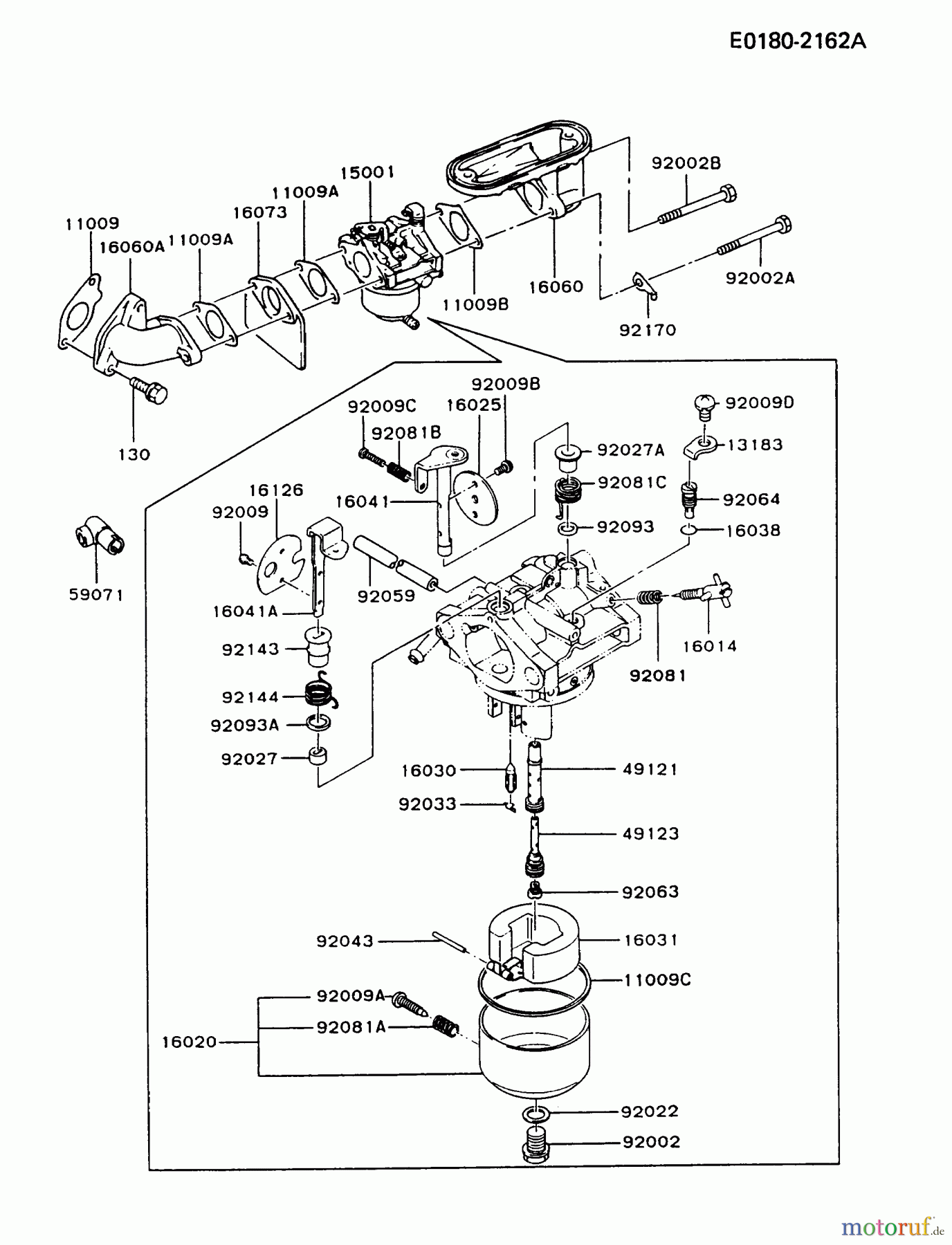  Kawasaki Motoren Motoren Vertikal FA210V - AS02 bis FH641V - DS24 FB460V-AS28 - Kawasaki FB460V 4-Stroke Engine CARBURETOR #2