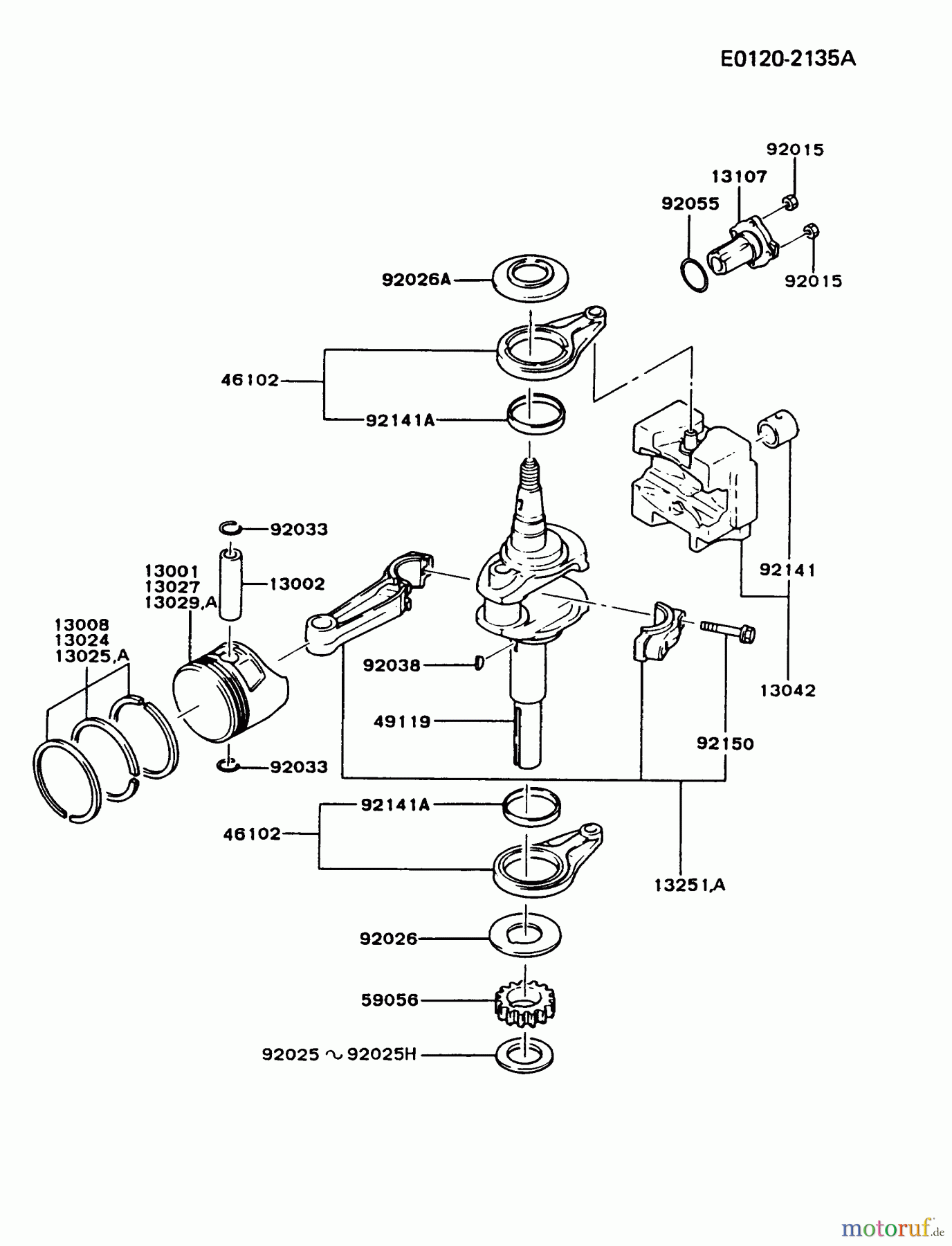  Kawasaki Motoren Motoren Vertikal FA210V - AS02 bis FH641V - DS24 FB460V-AS29 - Kawasaki FB460V 4-Stroke Engine PISTON/CRANKSHAFT