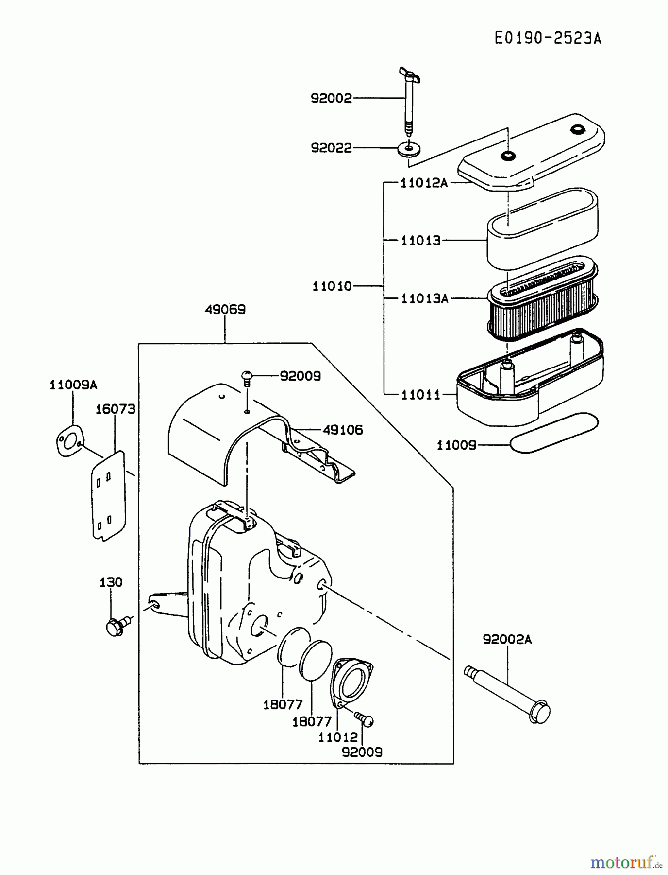  Kawasaki Motoren Motoren Vertikal FA210V - AS02 bis FH641V - DS24 FB460V-BS33 - Kawasaki FB460V 4-Stroke Engine AIR-FILTER/MUFFLER