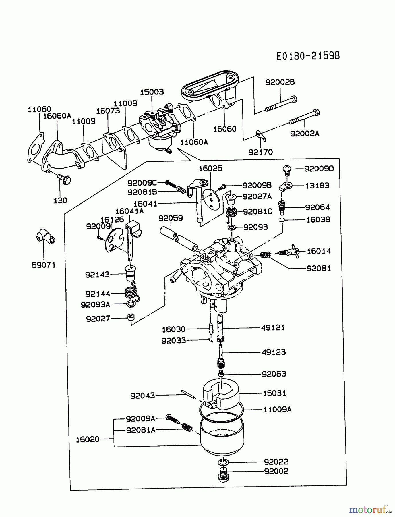  Kawasaki Motoren Motoren Vertikal FA210V - AS02 bis FH641V - DS24 FB460V-AS33 - Kawasaki FB460V 4-Stroke Engine CARBURETOR #2