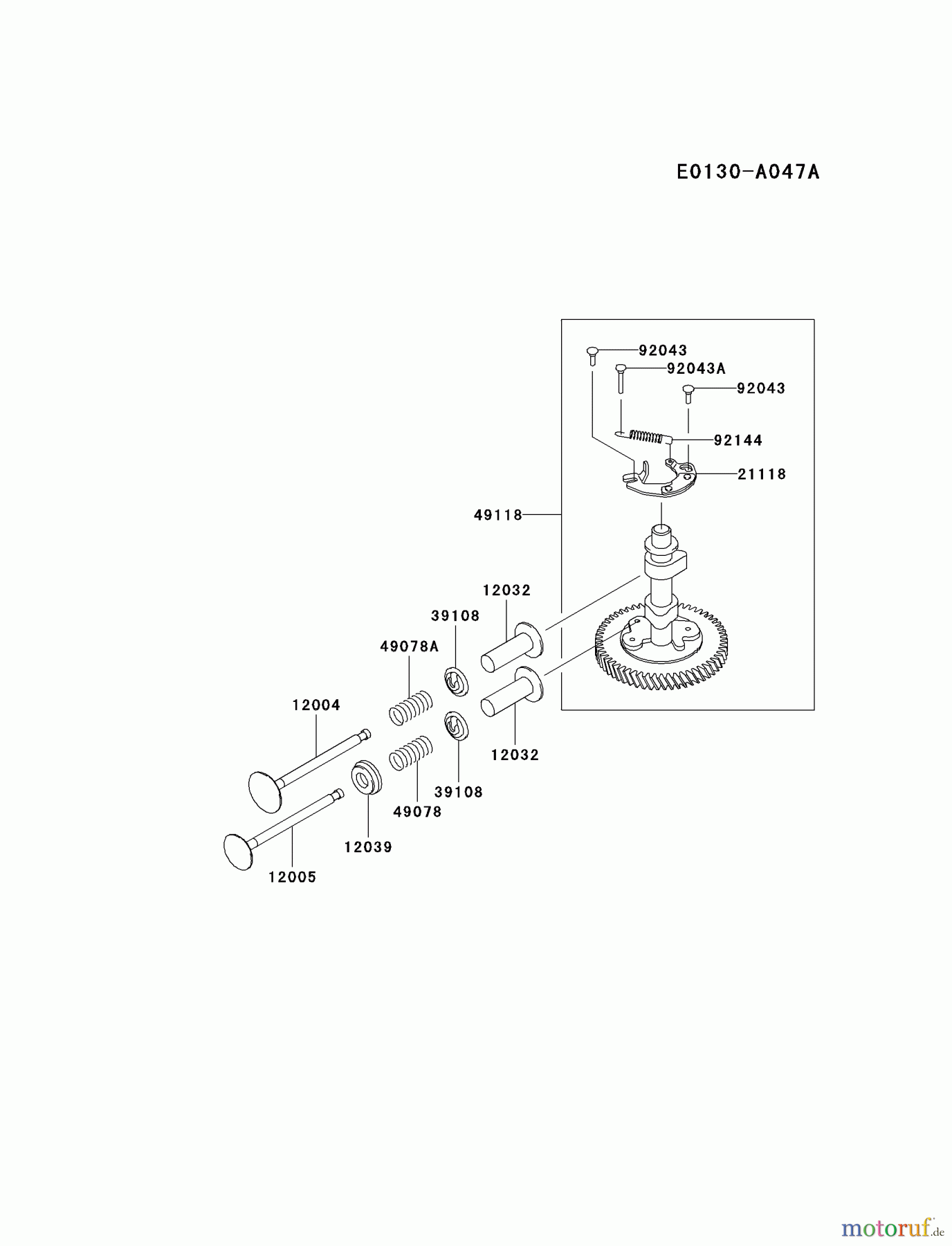  Kawasaki Motoren Motoren Vertikal FA210V - AS02 bis FH641V - DS24 FB460V-ES33 - Kawasaki FB460V 4-Stroke Engine VALVE/CAMSHAFT