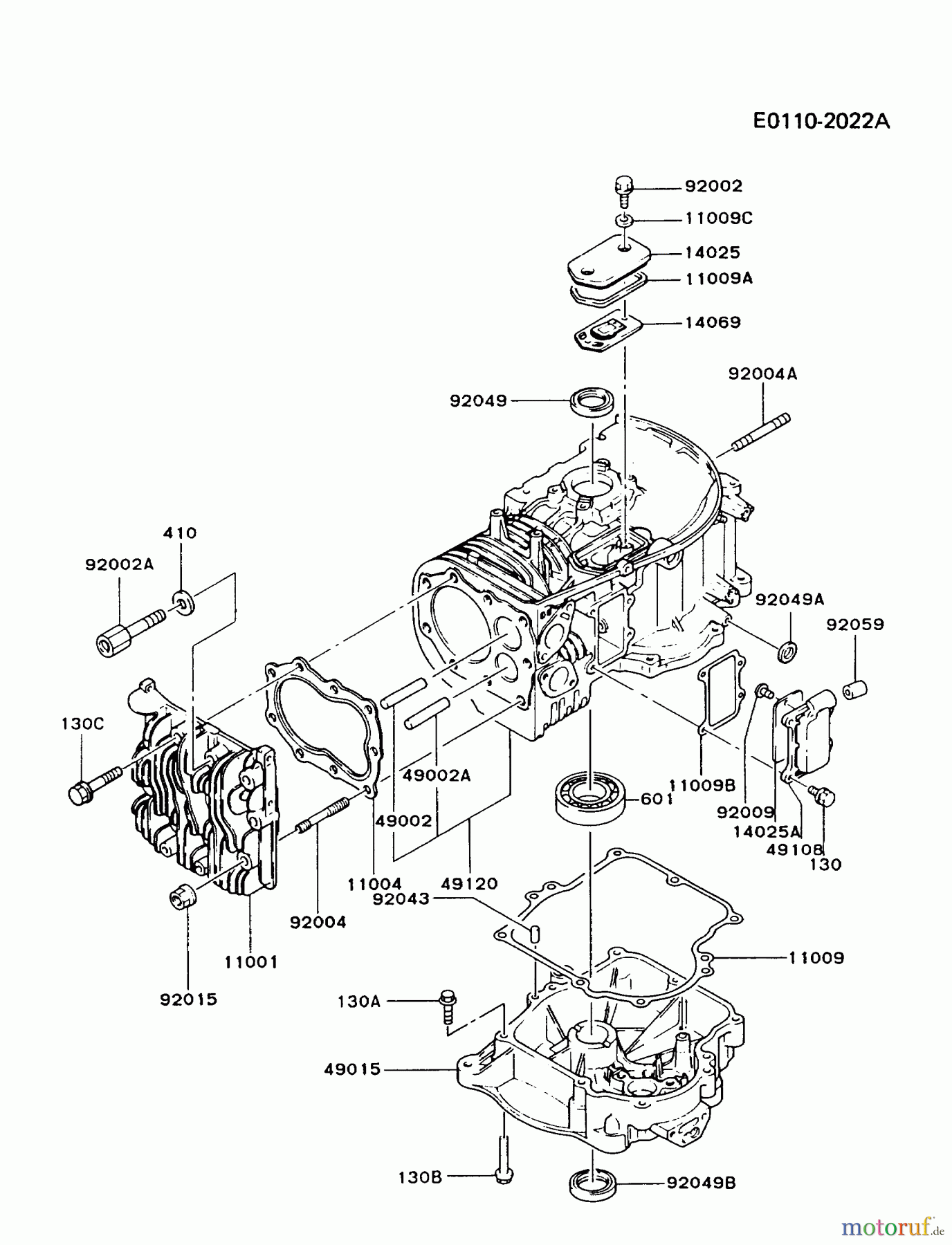  Kawasaki Motoren Motoren Vertikal FA210V - AS02 bis FH641V - DS24 FB460V-ES03 - Kawasaki FB460V 4-Stroke Engine CYLINDER/CRANKCASE