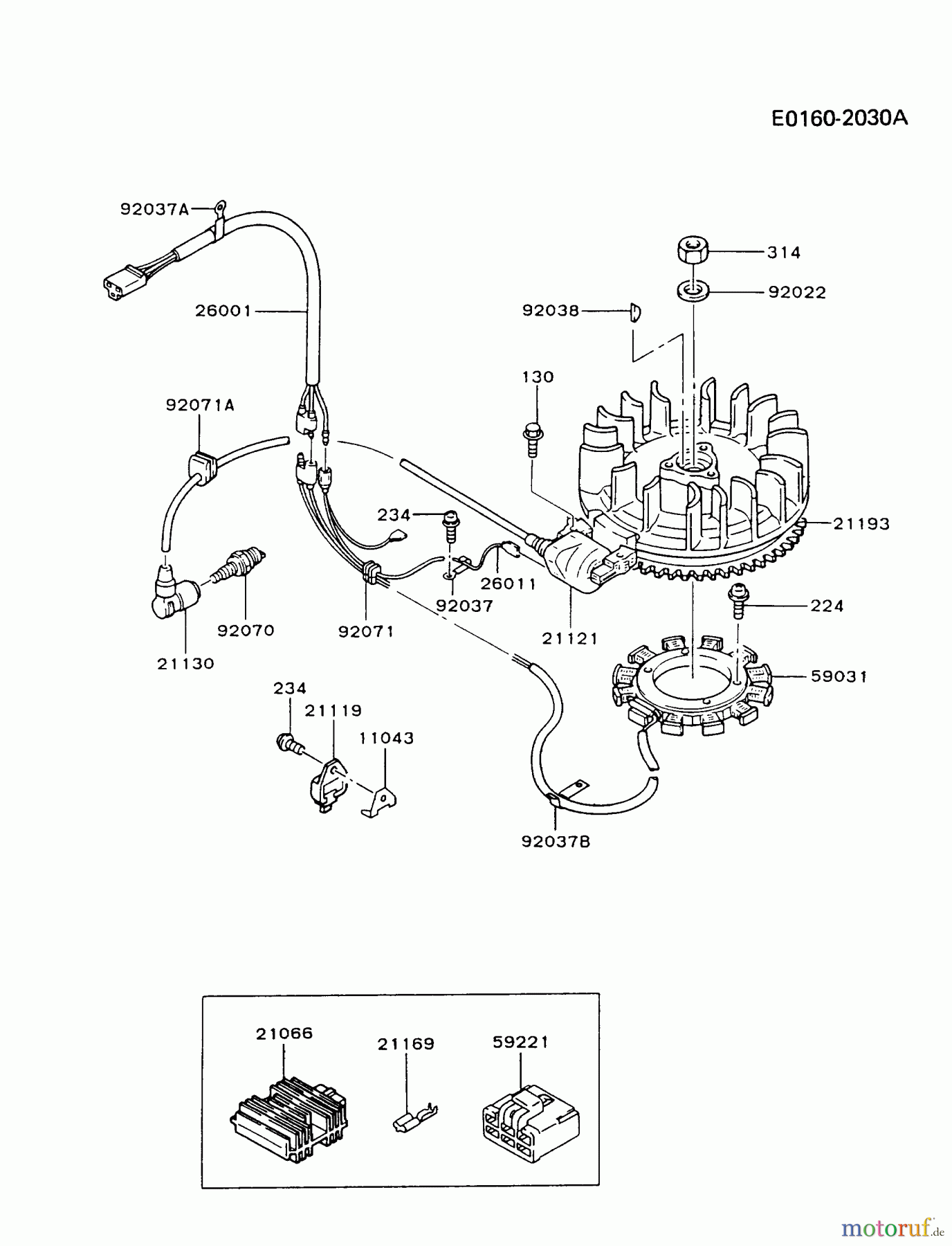  Kawasaki Motoren Motoren Vertikal FA210V - AS02 bis FH641V - DS24 FB460V-ES03 - Kawasaki FB460V 4-Stroke Engine ELECTRIC-EQUIPMENT