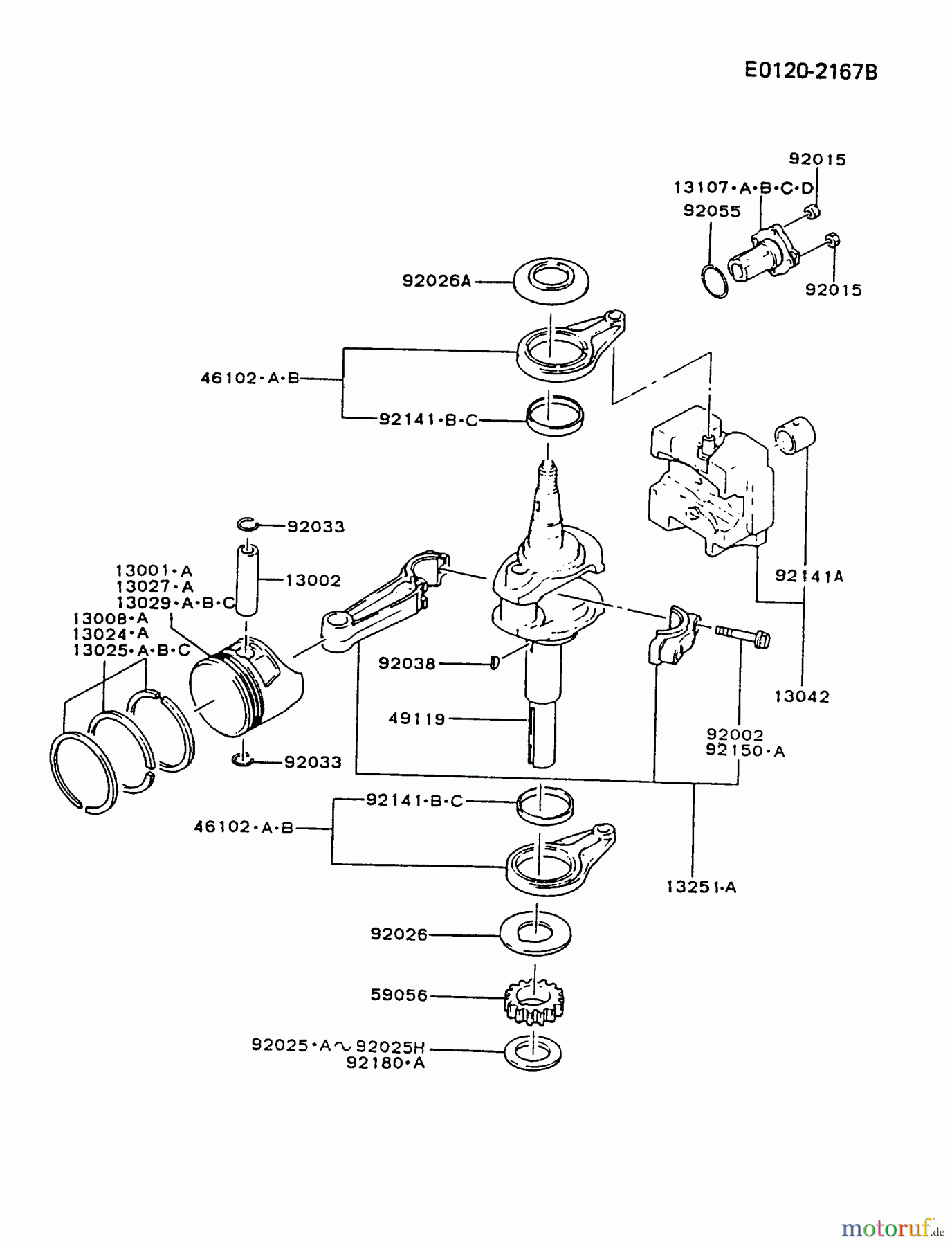  Kawasaki Motoren Motoren Vertikal FA210V - AS02 bis FH641V - DS24 FB460V-FS14 - Kawasaki FB460V 4-Stroke Engine PISTON/CRANKSHAFT #2