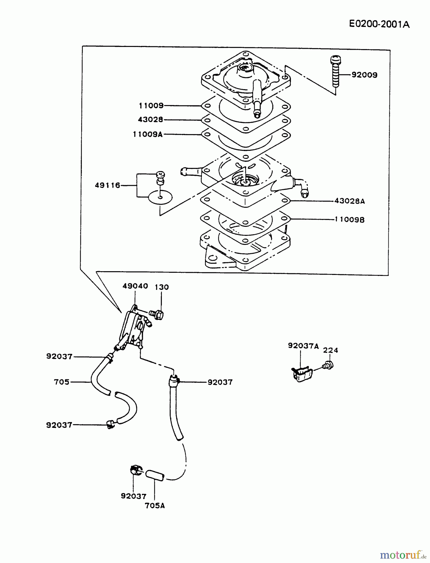  Kawasaki Motoren Motoren Vertikal FA210V - AS02 bis FH641V - DS24 FB460V-HS04 - Kawasaki FB460V 4-Stroke Engine FUEL-TANK/FUEL-VALVE