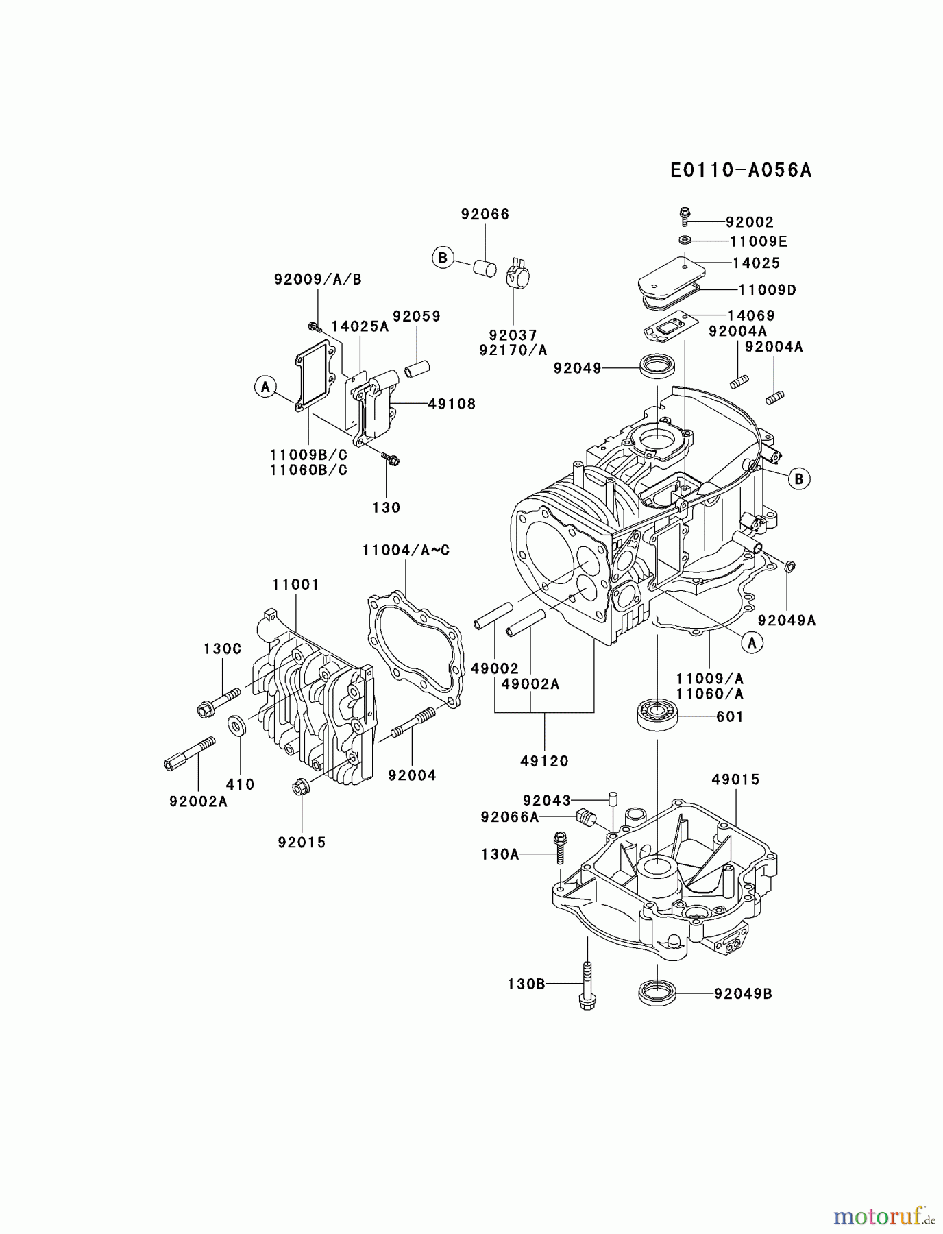  Kawasaki Motoren Motoren Vertikal FA210V - AS02 bis FH641V - DS24 FB460V-LS01 - Kawasaki FB460V 4-Stroke Engine CYLINDER/CRANKCASE #1