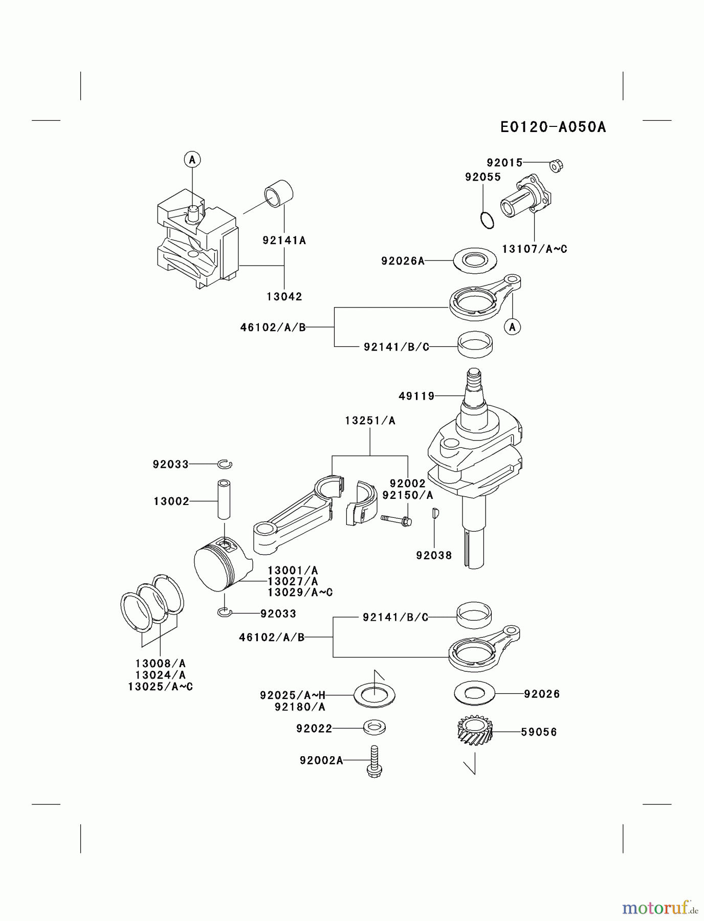  Kawasaki Motoren Motoren Vertikal FA210V - AS02 bis FH641V - DS24 FB460V-KS01 - Kawasaki FB460V 4-Stroke Engine PISTON/CRANKSHAFT #2