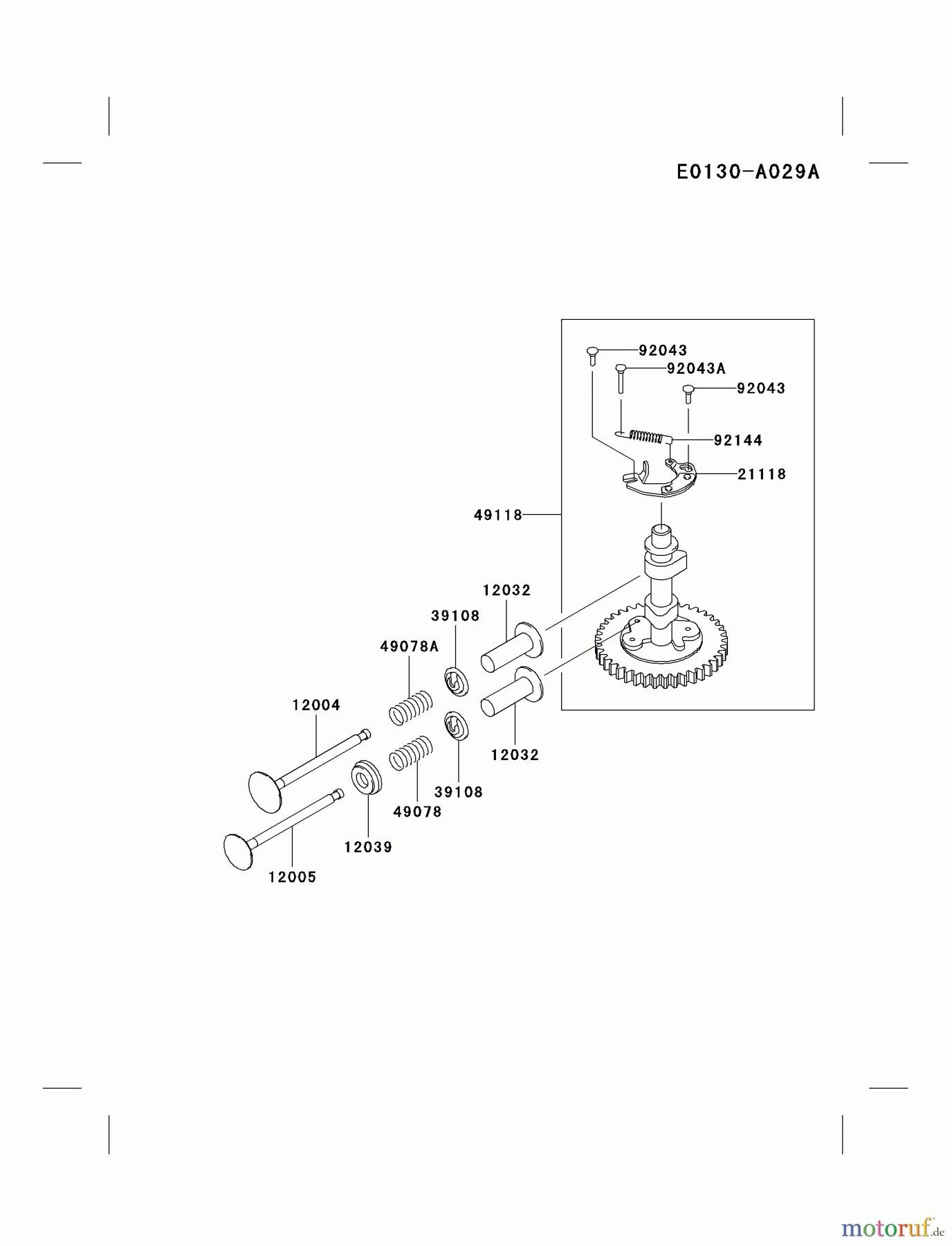  Kawasaki Motoren Motoren Vertikal FA210V - AS02 bis FH641V - DS24 FB460V-KS01 - Kawasaki FB460V 4-Stroke Engine VALVE/CAMSHAFT