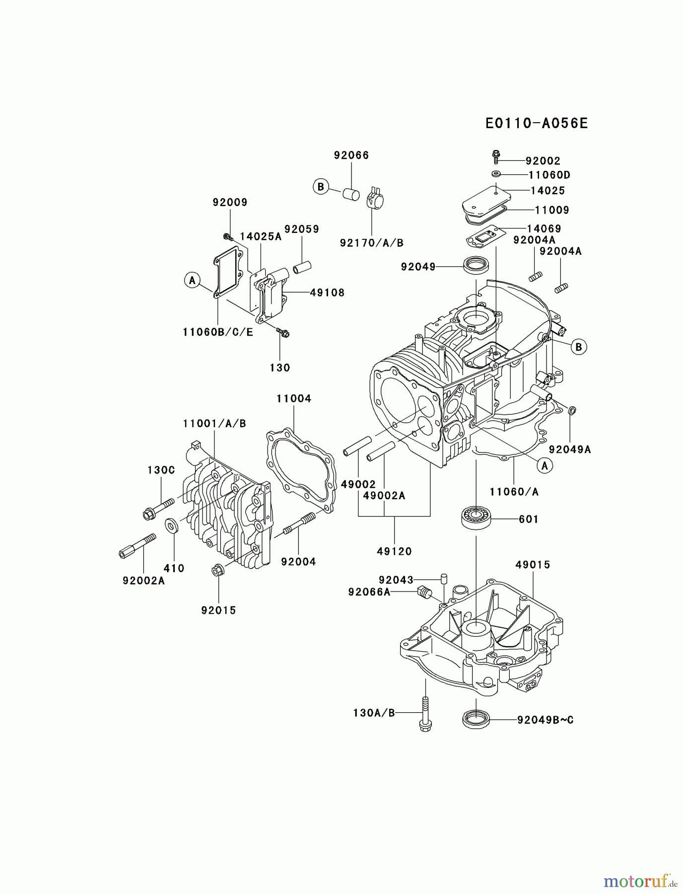  Kawasaki Motoren Motoren Vertikal FA210V - AS02 bis FH641V - DS24 FB460V-MS14 - Kawasaki FB460V 4-Stroke Engine CYLINDER/CRANKCASE #2