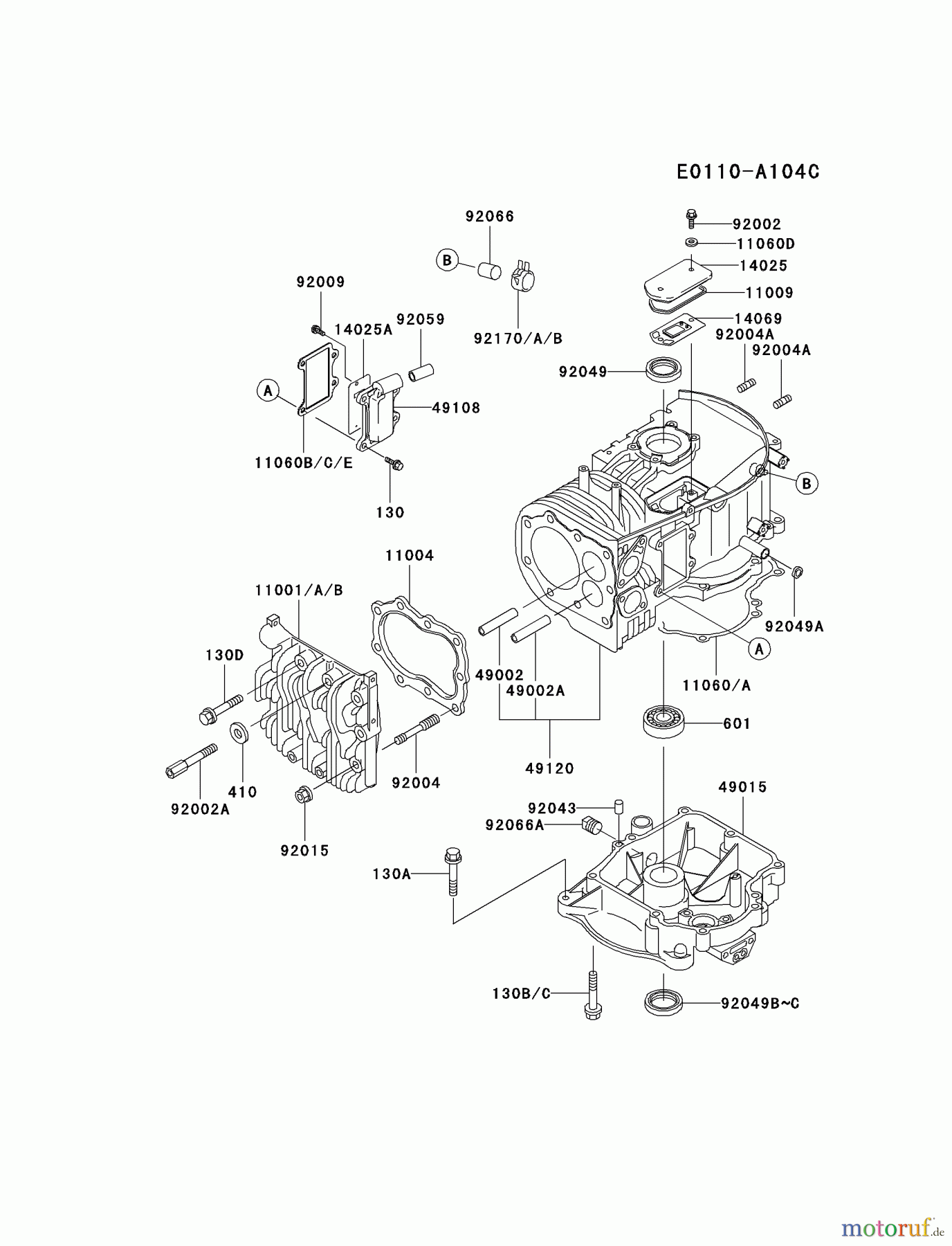  Kawasaki Motoren Motoren Vertikal FA210V - AS02 bis FH641V - DS24 FB460V-RS01 - Kawasaki FB460V 4-Stroke Engine CYLINDER/CRANKCASE #2