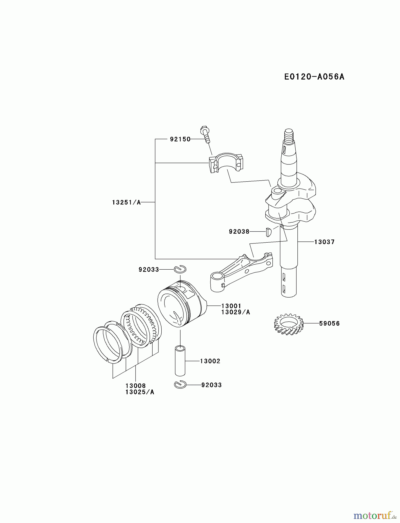  Kawasaki Motoren Motoren Vertikal FA210V - AS02 bis FH641V - DS24 FC150V-FS14 - Kawasaki FC150V 4-Stroke Engine PISTON/CRANKSHAFT