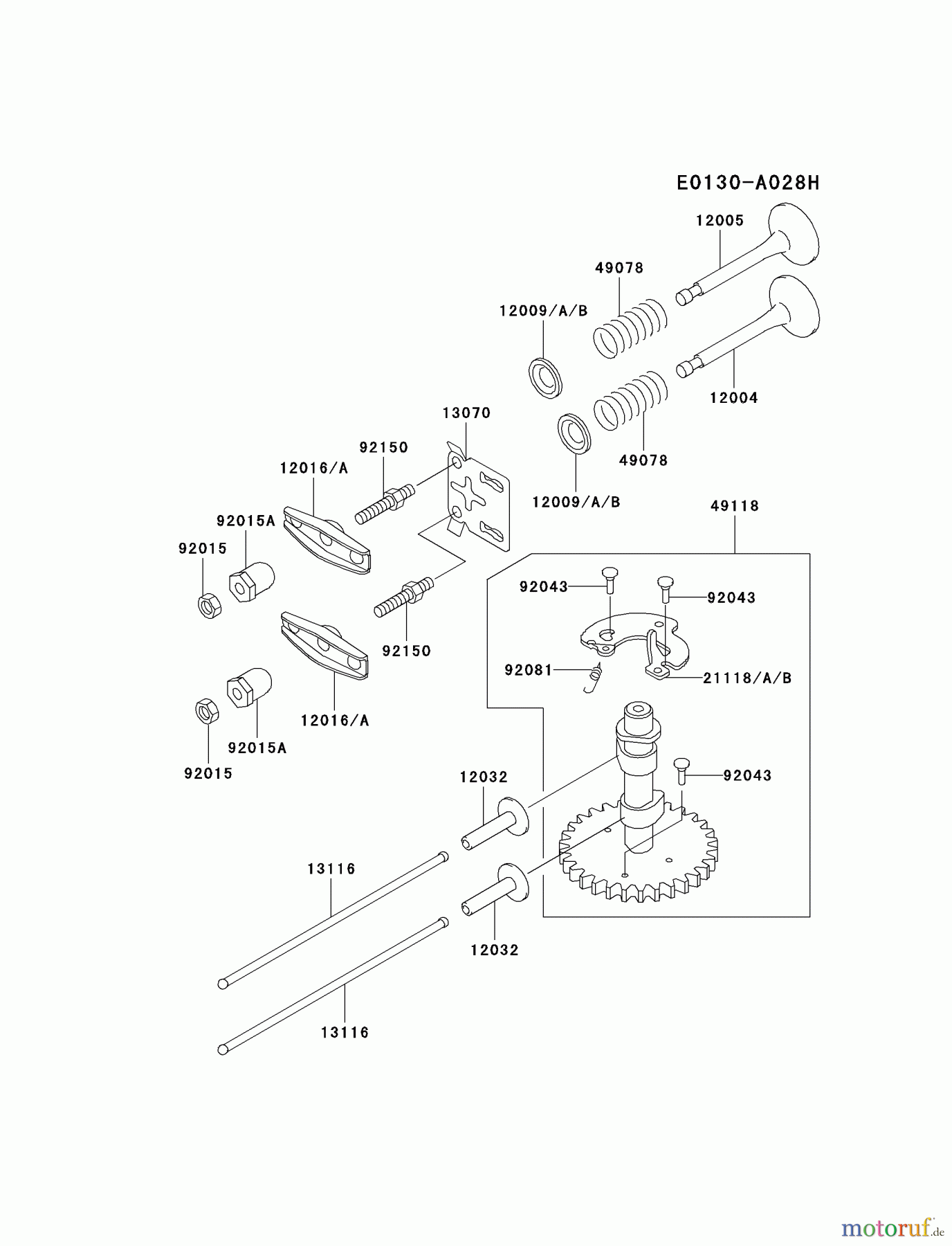  Kawasaki Motoren Motoren Vertikal FA210V - AS02 bis FH641V - DS24 FC150V-ES14 - Kawasaki FC150V 4-Stroke Engine VALVE/CAMSHAFT