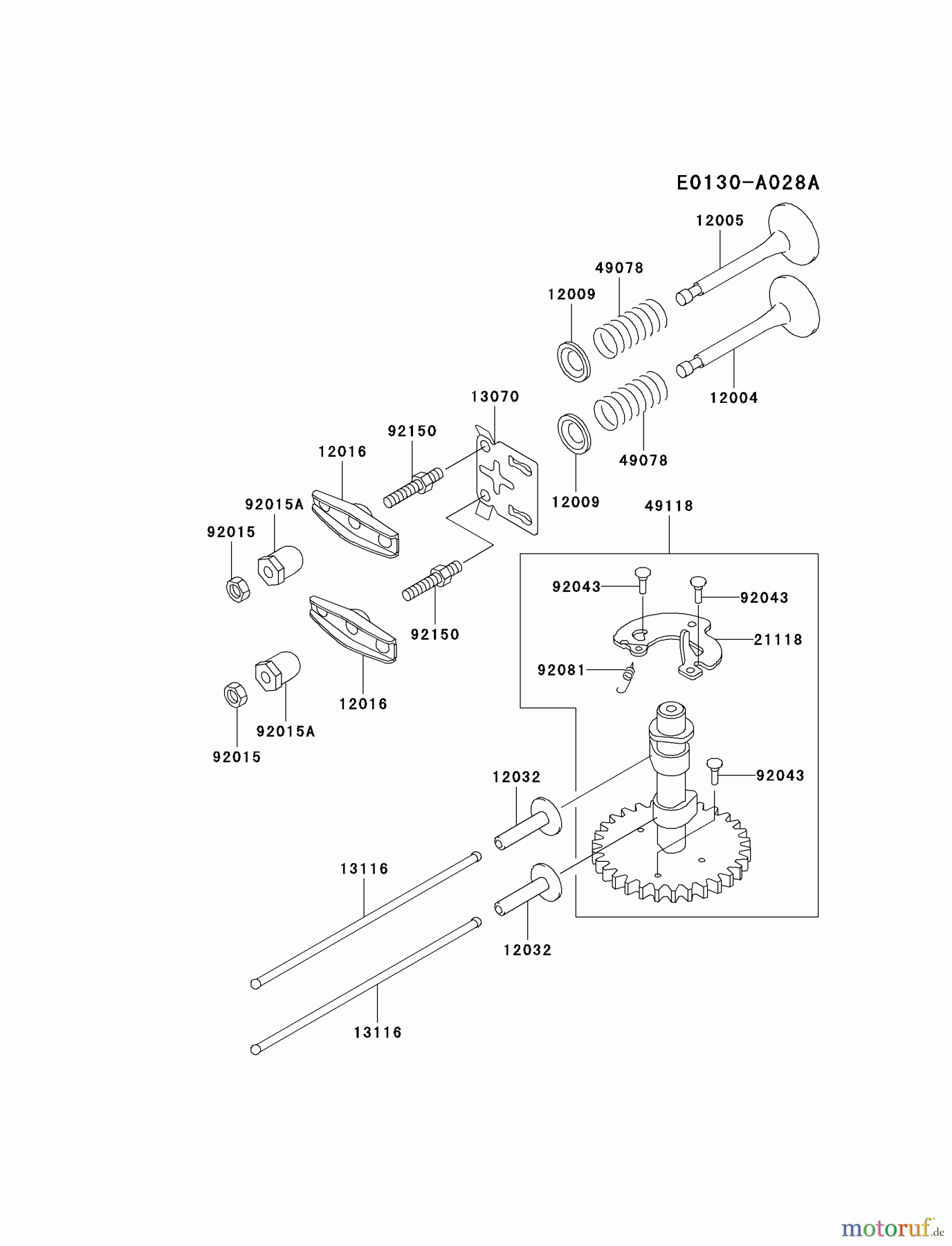  Kawasaki Motoren Motoren Vertikal FA210V - AS02 bis FH641V - DS24 FC150V-ES25 - Kawasaki FC150V 4-Stroke Engine VALVE/CAMSHAFT