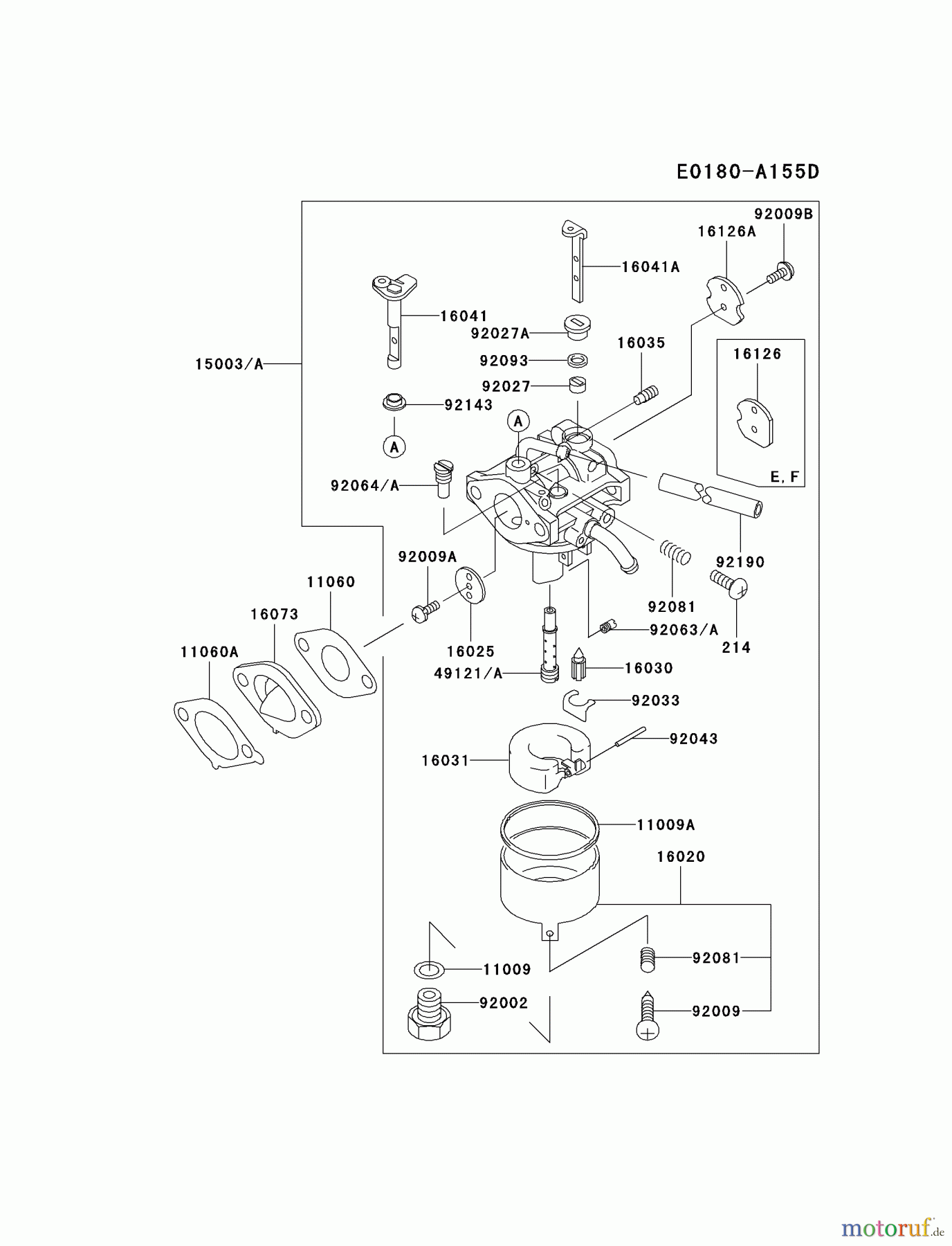  Kawasaki Motoren Motoren Vertikal FA210V - AS02 bis FH641V - DS24 FC150V-GS13 - Kawasaki FC150V 4-Stroke Engine CARBURETOR