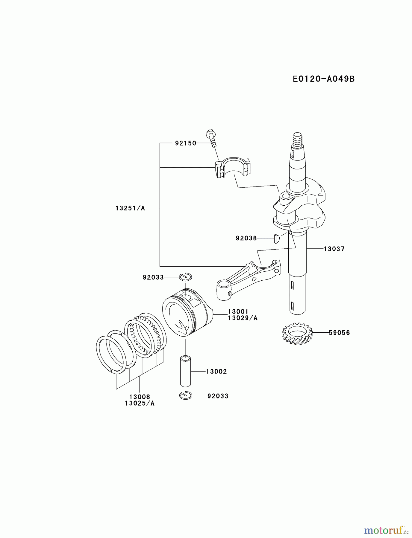  Kawasaki Motoren Motoren Vertikal FA210V - AS02 bis FH641V - DS24 FC150V-ES21 - Kawasaki FC150V 4-Stroke Engine PISTON/CRANKSHAFT