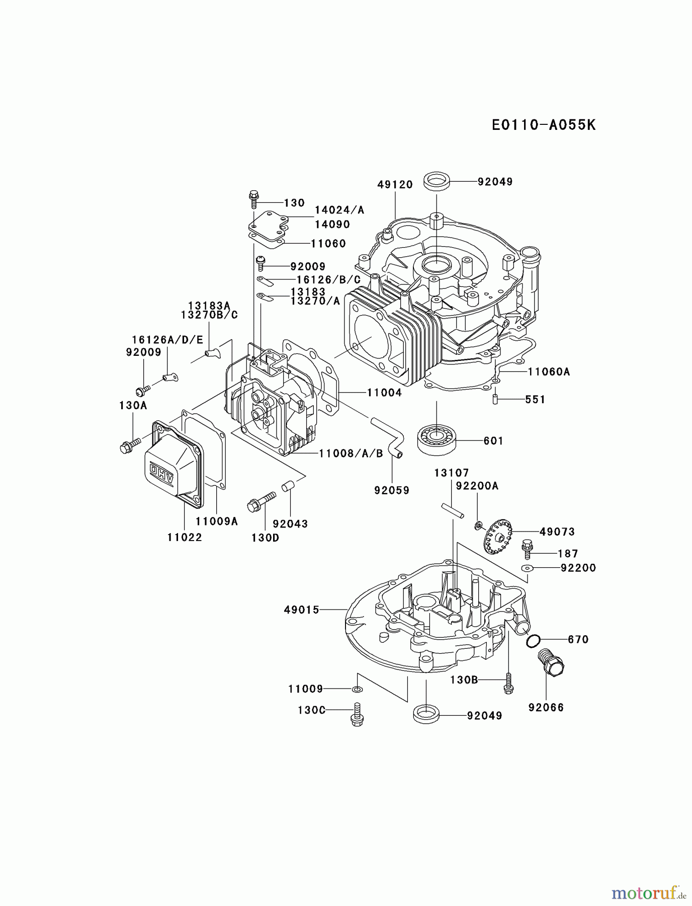  Kawasaki Motoren Motoren Vertikal FA210V - AS02 bis FH641V - DS24 FC150V-FS10 - Kawasaki FC150V 4-Stroke Engine CYLINDER/CRANKCASE #2