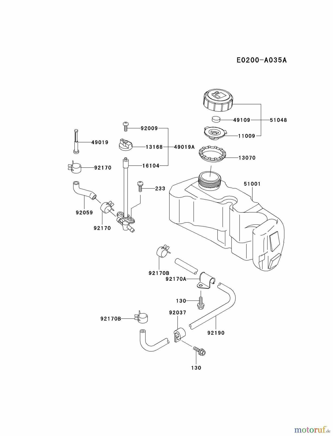  Kawasaki Motoren Motoren Vertikal FA210V - AS02 bis FH641V - DS24 FC150V-HS10 - Kawasaki FC150V 4-Stroke Engine FUEL-TANK/FUEL-VALVE