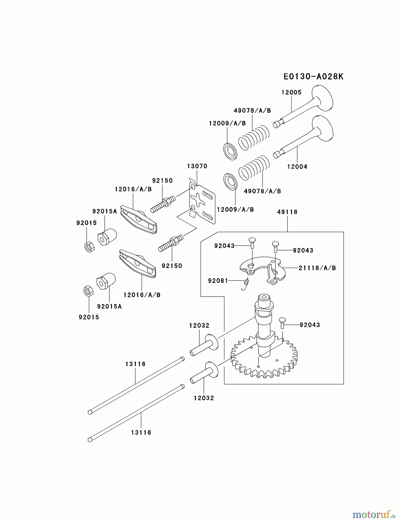  Kawasaki Motoren Motoren Vertikal FA210V - AS02 bis FH641V - DS24 FC150V-ES12 - Kawasaki FC150V 4-Stroke Engine VALVE/CAMSHAFT