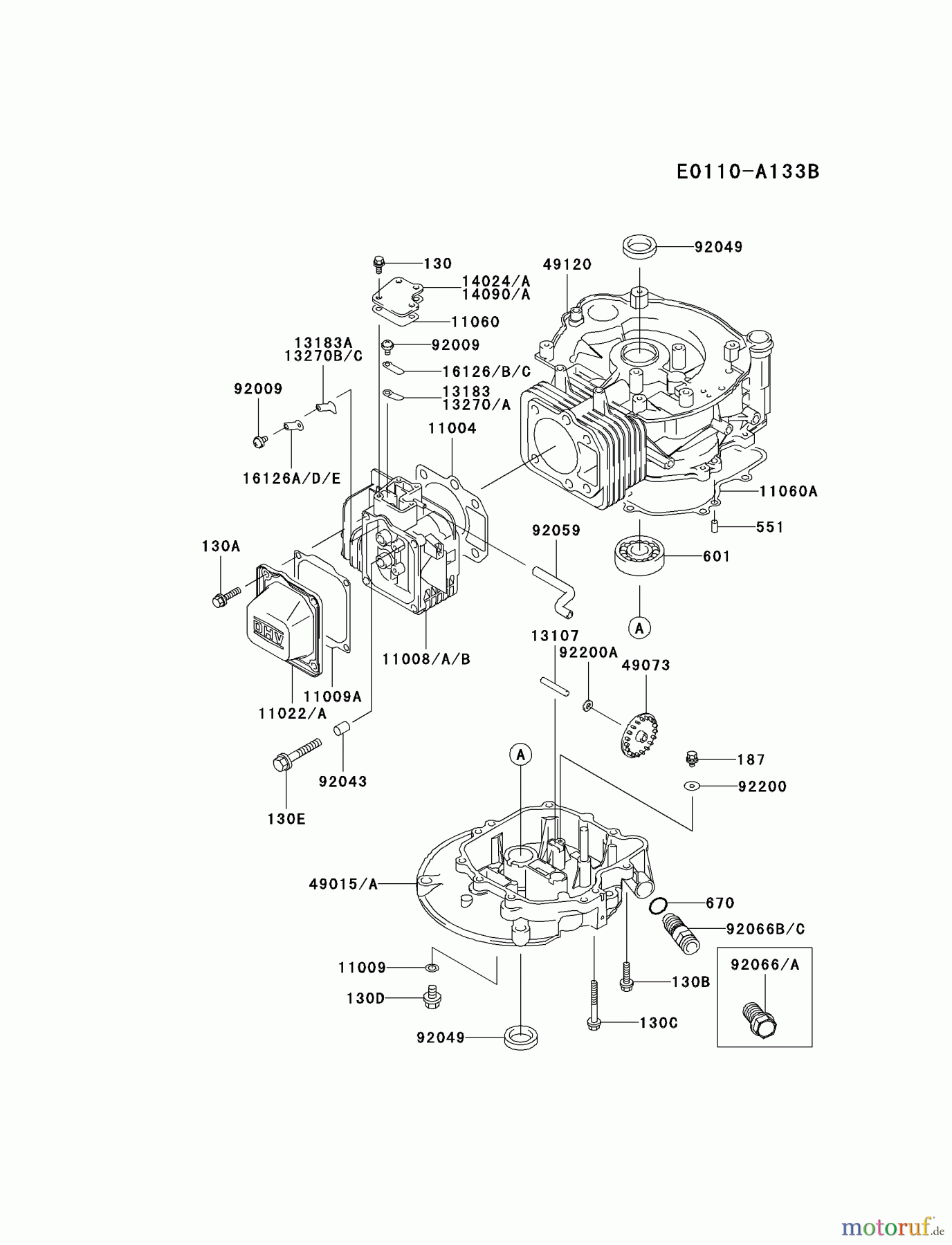  Kawasaki Motoren Motoren Vertikal FA210V - AS02 bis FH641V - DS24 FC150V-HS11 - Kawasaki FC150V 4-Stroke Engine CYLINDER/CRANKCASE #1