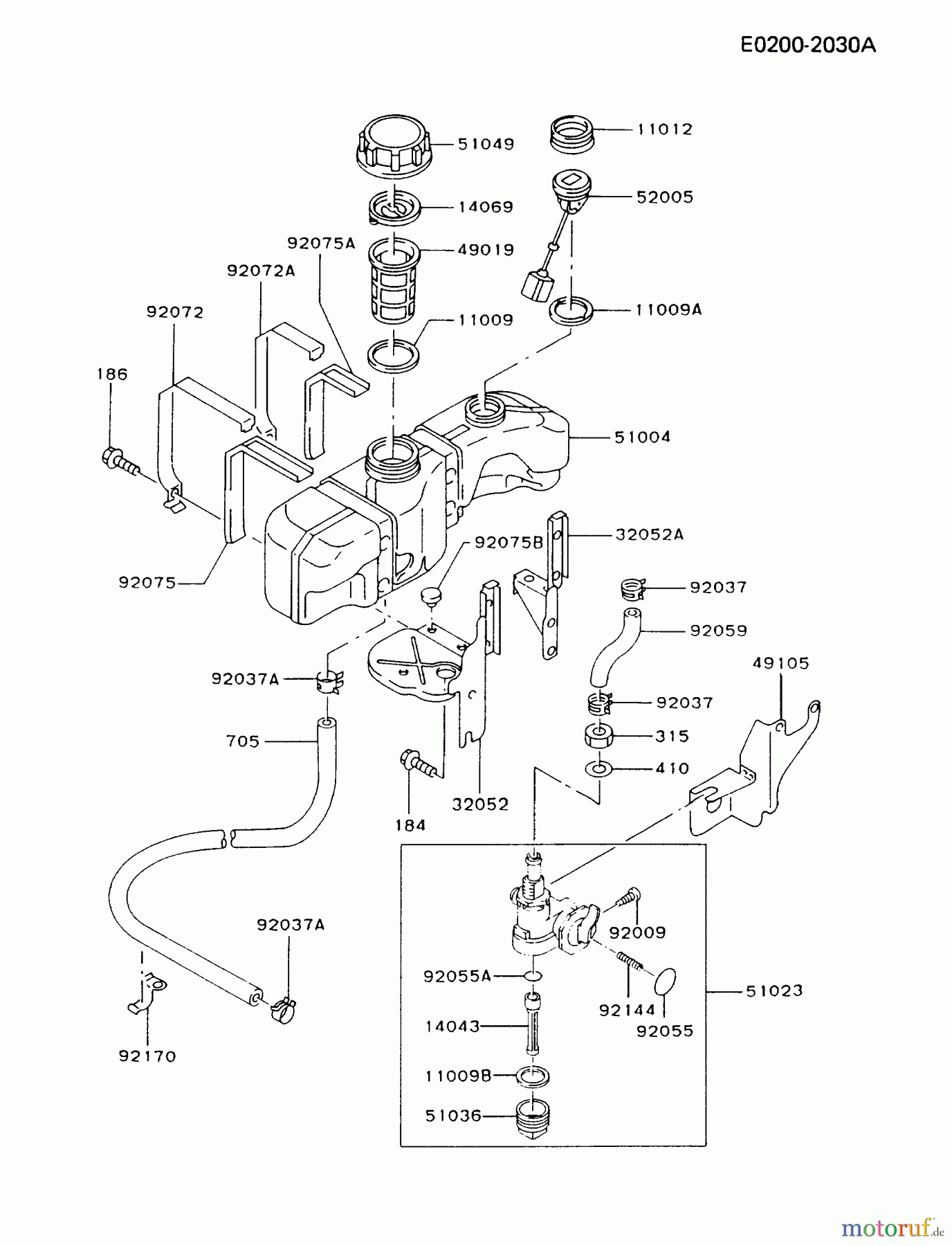  Kawasaki Motoren Motoren Vertikal FA210V - AS02 bis FH641V - DS24 FC290V-AS11 - Kawasaki FC290V 4-Stroke Engine FUEL-TANK/FUEL-VALVE