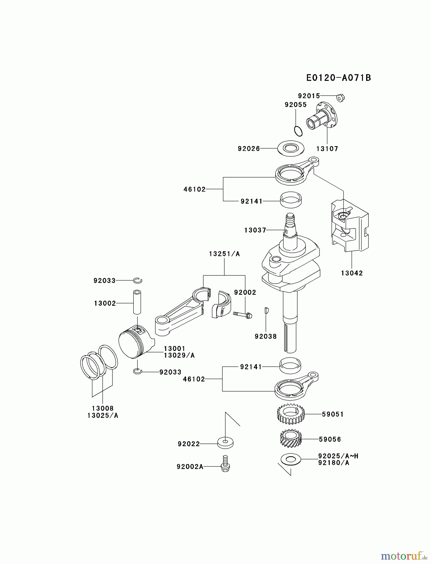  Kawasaki Motoren Motoren Vertikal FA210V - AS02 bis FH641V - DS24 FC290V-AS17 - Kawasaki FC290V 4-Stroke Engine PISTON/CRANKSHAFT