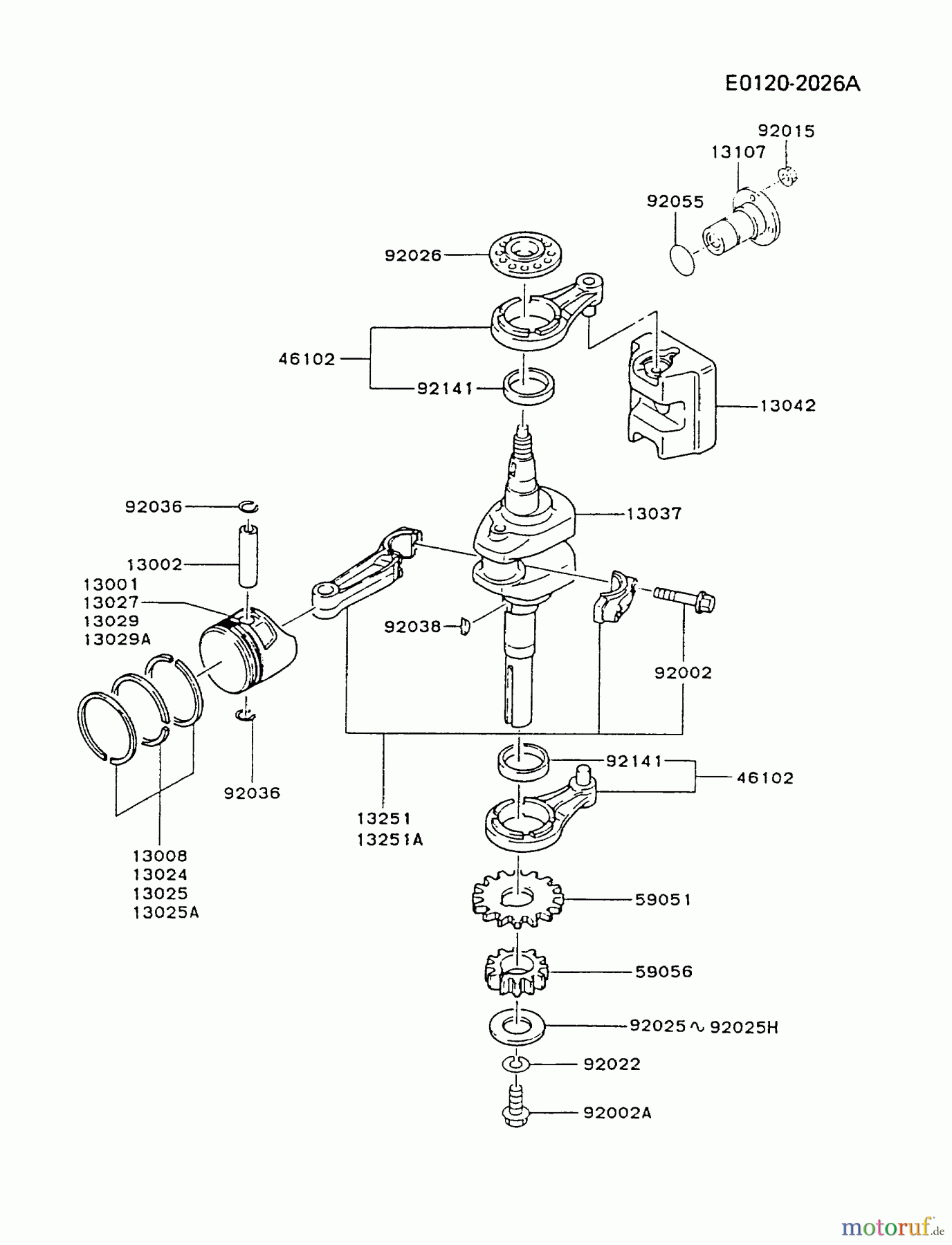  Kawasaki Motoren Motoren Vertikal FA210V - AS02 bis FH641V - DS24 FC290V-AS12 - Kawasaki FC290V 4-Stroke Engine PISTON/CRANKSHAFT