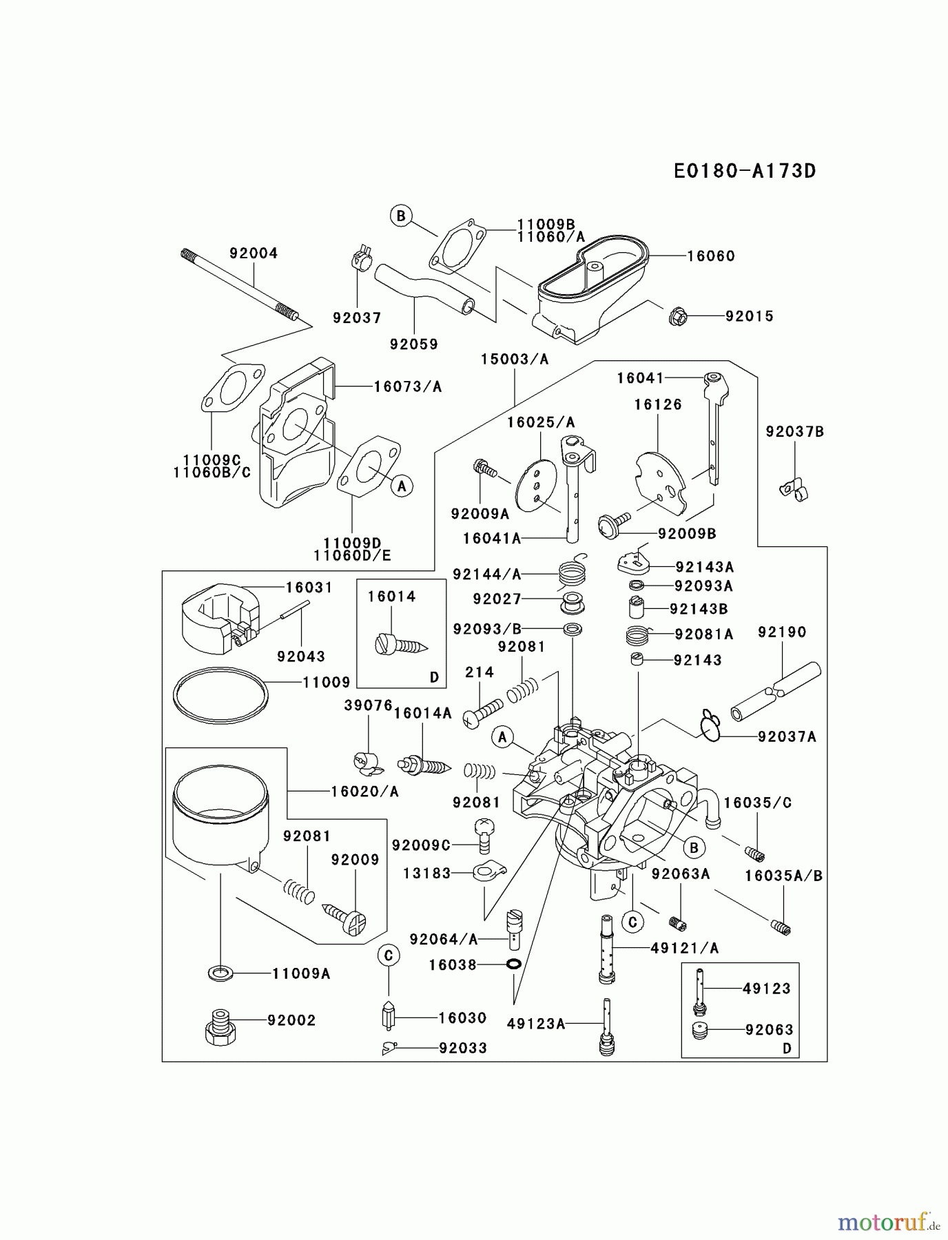  Kawasaki Motoren Motoren Vertikal FA210V - AS02 bis FH641V - DS24 FC290V-ES13 - Kawasaki FC290V 4-Stroke Engine CARBURETOR #2