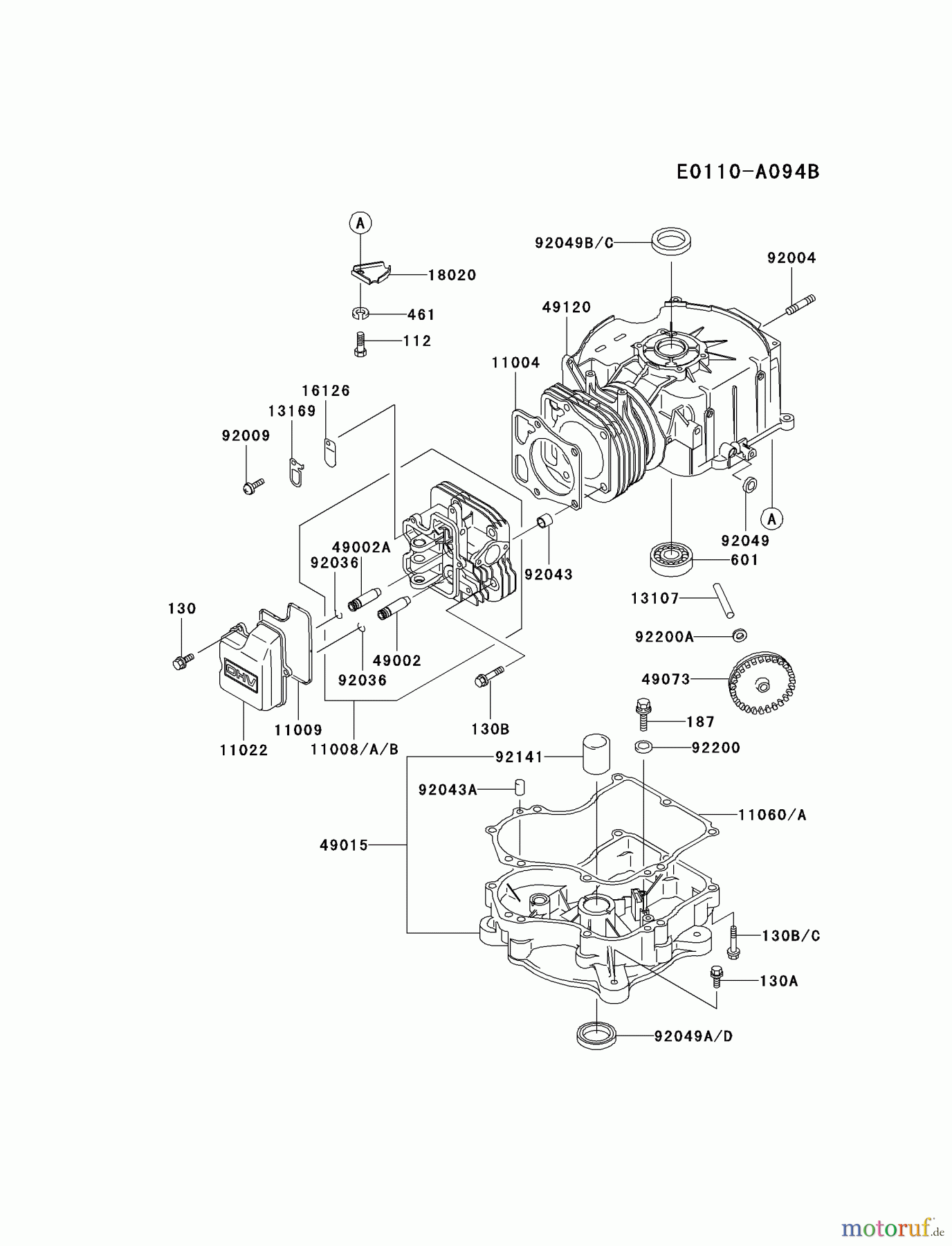  Kawasaki Motoren Motoren Vertikal FA210V - AS02 bis FH641V - DS24 FC290V-FS05 - Kawasaki FC290V 4-Stroke Engine CYLINDER/CRANKCASE