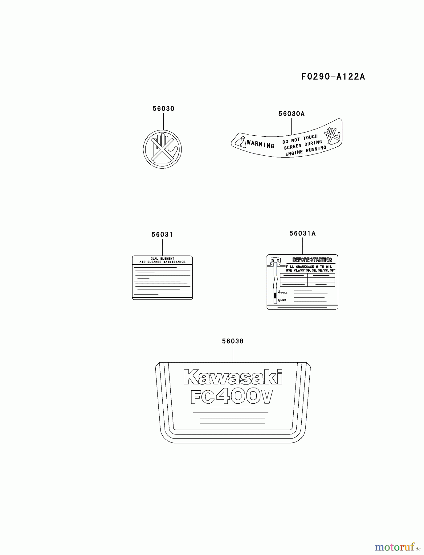  Kawasaki Motoren Motoren Vertikal FA210V - AS02 bis FH641V - DS24 FC400V-AS00 - Kawasaki FC400V 4-Stroke Engine LABEL