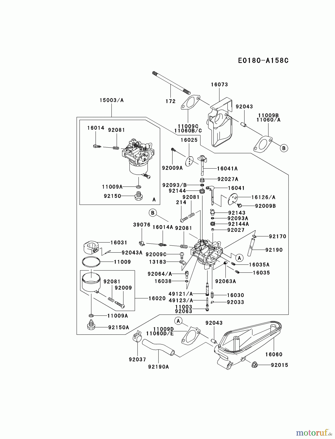  Kawasaki Motoren Motoren Vertikal FA210V - AS02 bis FH641V - DS24 FC401V-AS01 - Kawasaki FC401V 4-Stroke Engine CARBURETOR #2