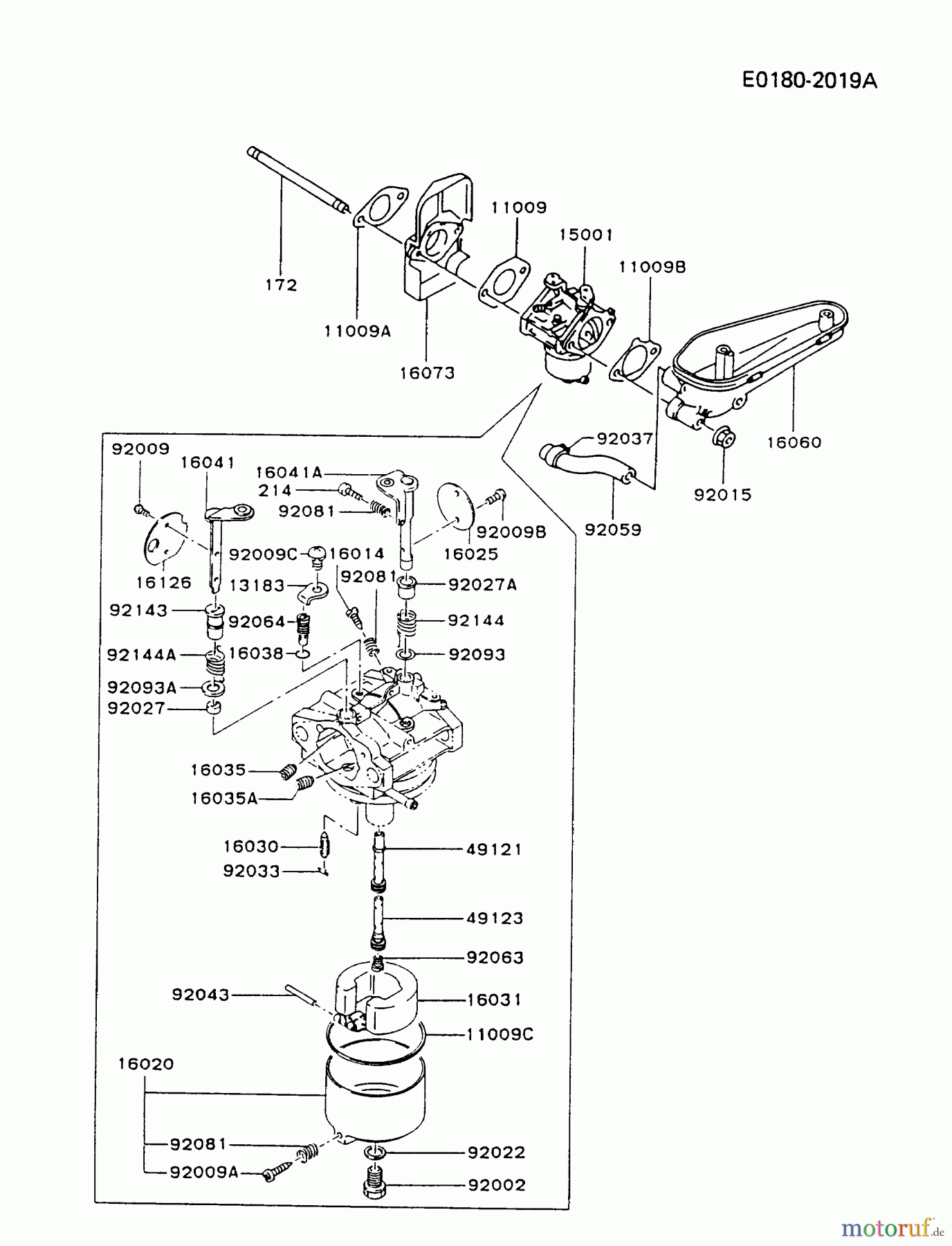  Kawasaki Motoren Motoren Vertikal FA210V - AS02 bis FH641V - DS24 FC420V-AS03 - Kawasaki FC420V 4-Stroke Engine CARBURETOR