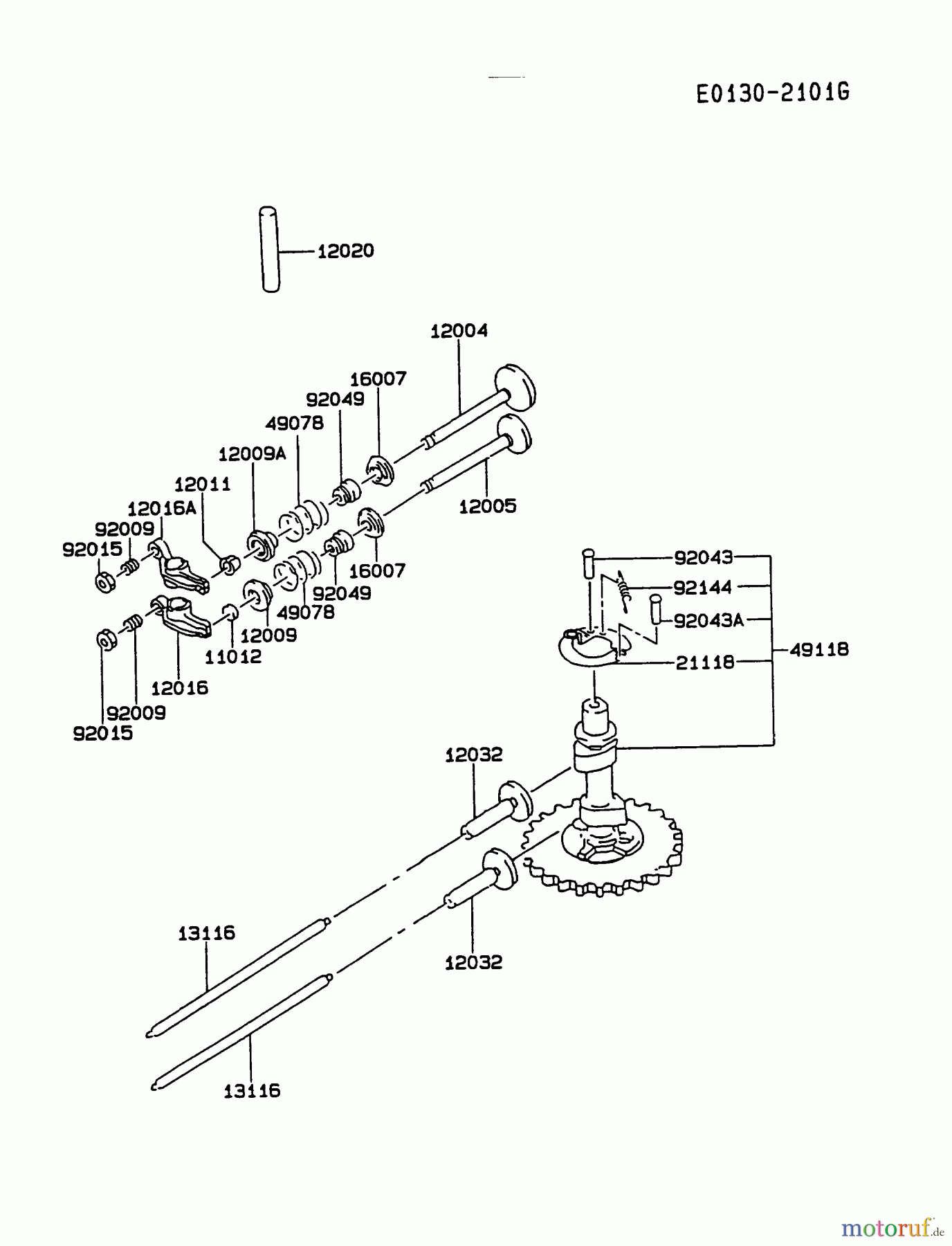  Kawasaki Motoren Motoren Vertikal FA210V - AS02 bis FH641V - DS24 FC400V-AS04 - Kawasaki FC400V 4-Stroke Engine VALVE/CAMSHAFT