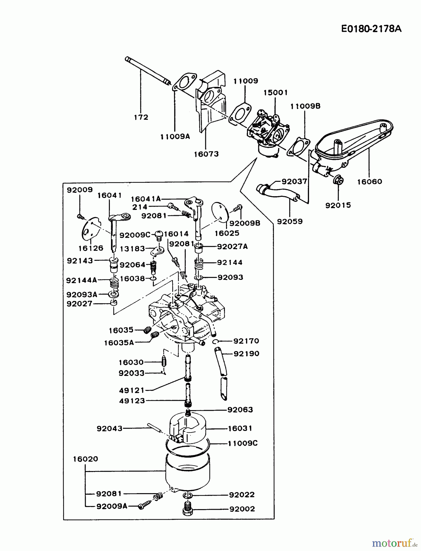  Kawasaki Motoren Motoren Vertikal FA210V - AS02 bis FH641V - DS24 FC420V-BS02 - Kawasaki FC420V 4-Stroke Engine CARBURETOR #2