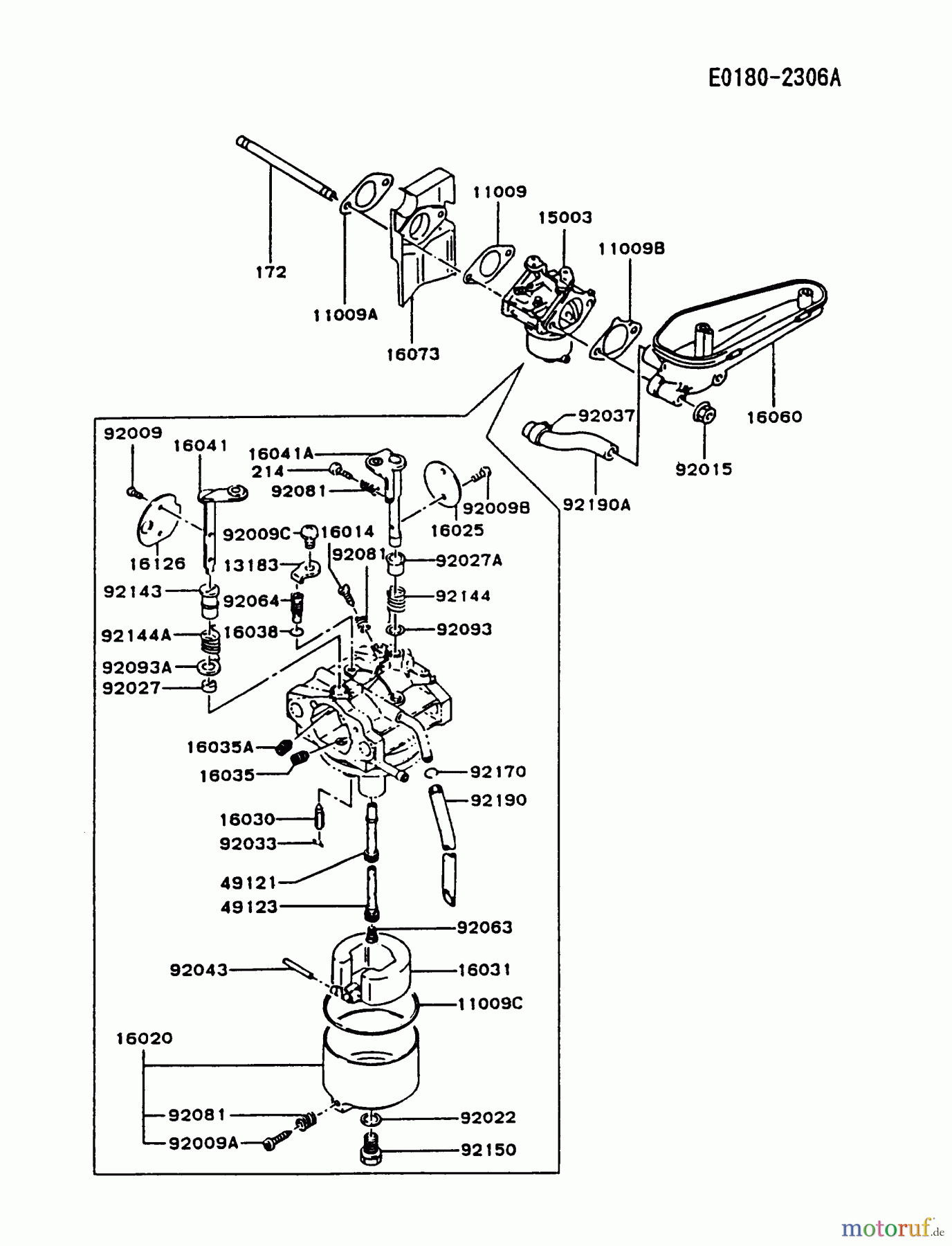  Kawasaki Motoren Motoren Vertikal FA210V - AS02 bis FH641V - DS24 FC420V-AS12 - Kawasaki FC420V 4-Stroke Engine CARBURETOR #2