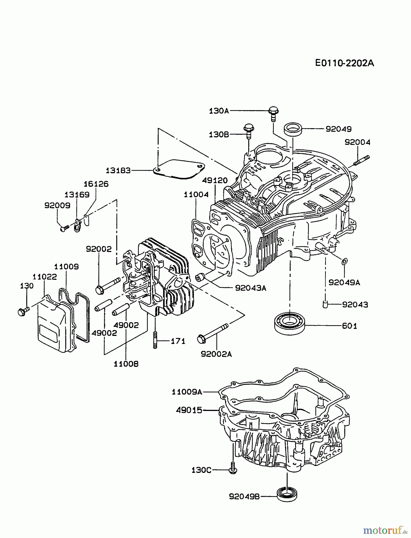  Kawasaki Motoren Motoren Vertikal FA210V - AS02 bis FH641V - DS24 FC420V-AS12 - Kawasaki FC420V 4-Stroke Engine CYLINDER/CRANKCASE