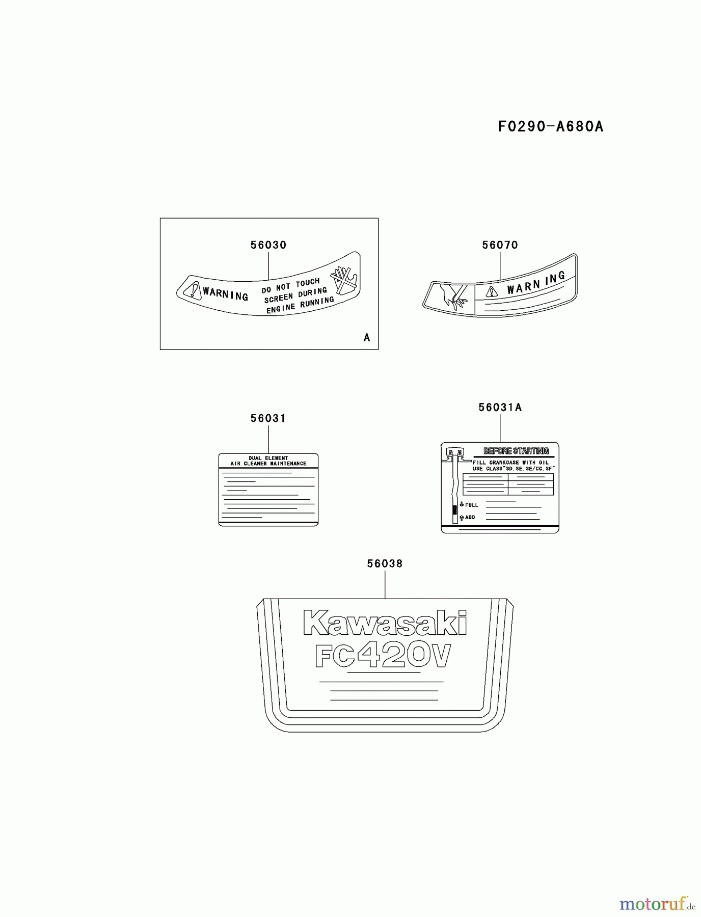  Kawasaki Motoren Motoren Vertikal FA210V - AS02 bis FH641V - DS24 FC420V-BS22 - Kawasaki FC420V 4-Stroke Engine LABEL